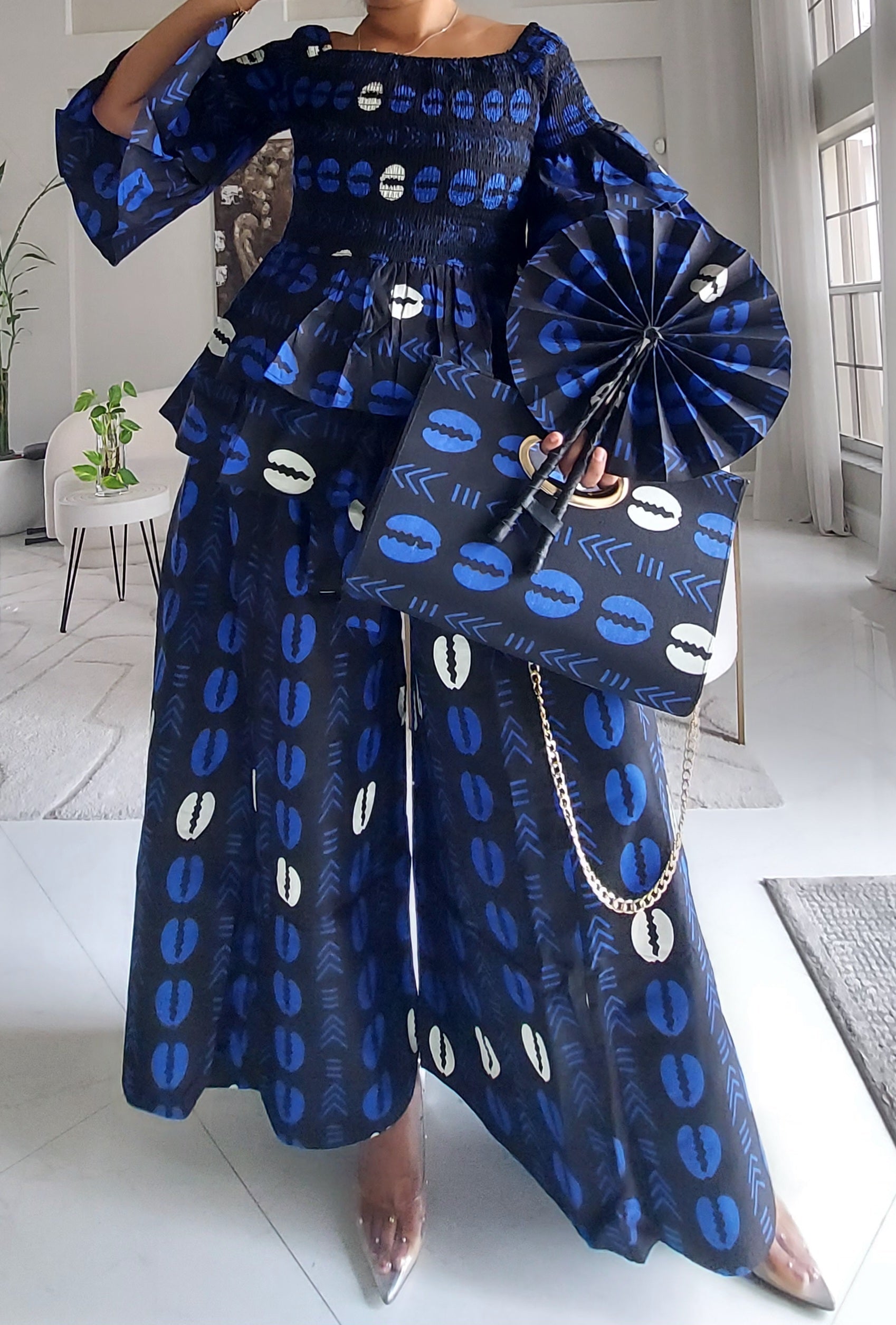 5-Piece African Ankara Pant Set – Bold Blue Elegance 019-PS14B