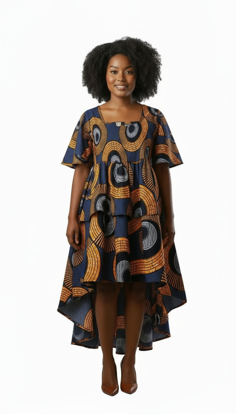 Women High/Low Flounce Dress  -DRS045