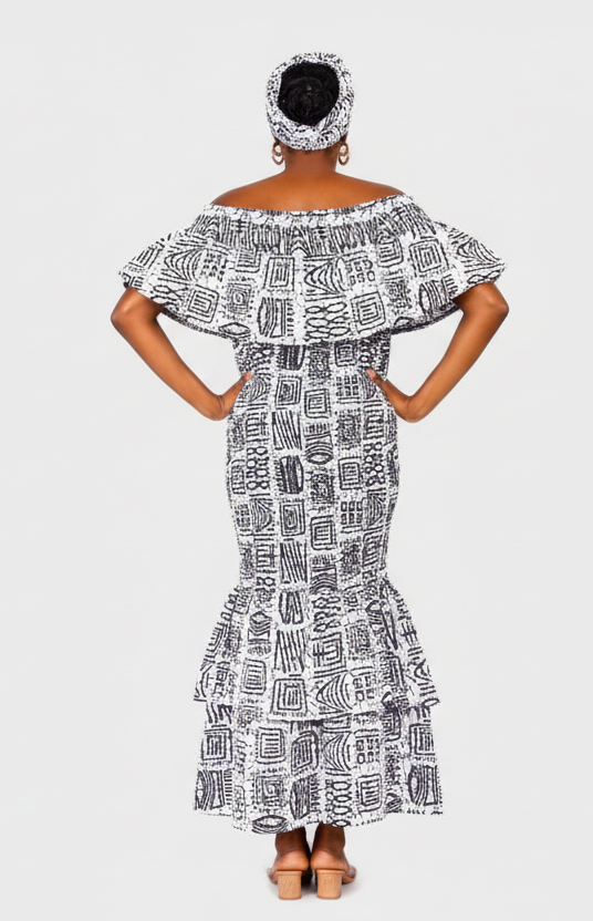 Smock fit & flare Skirt & Blouse Set-DRS019