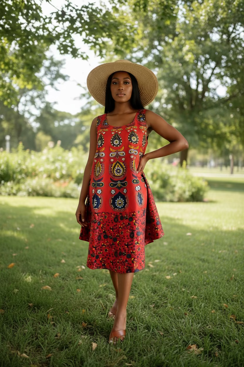 Women Cotton Umbrella Dress- Mandala Print 201