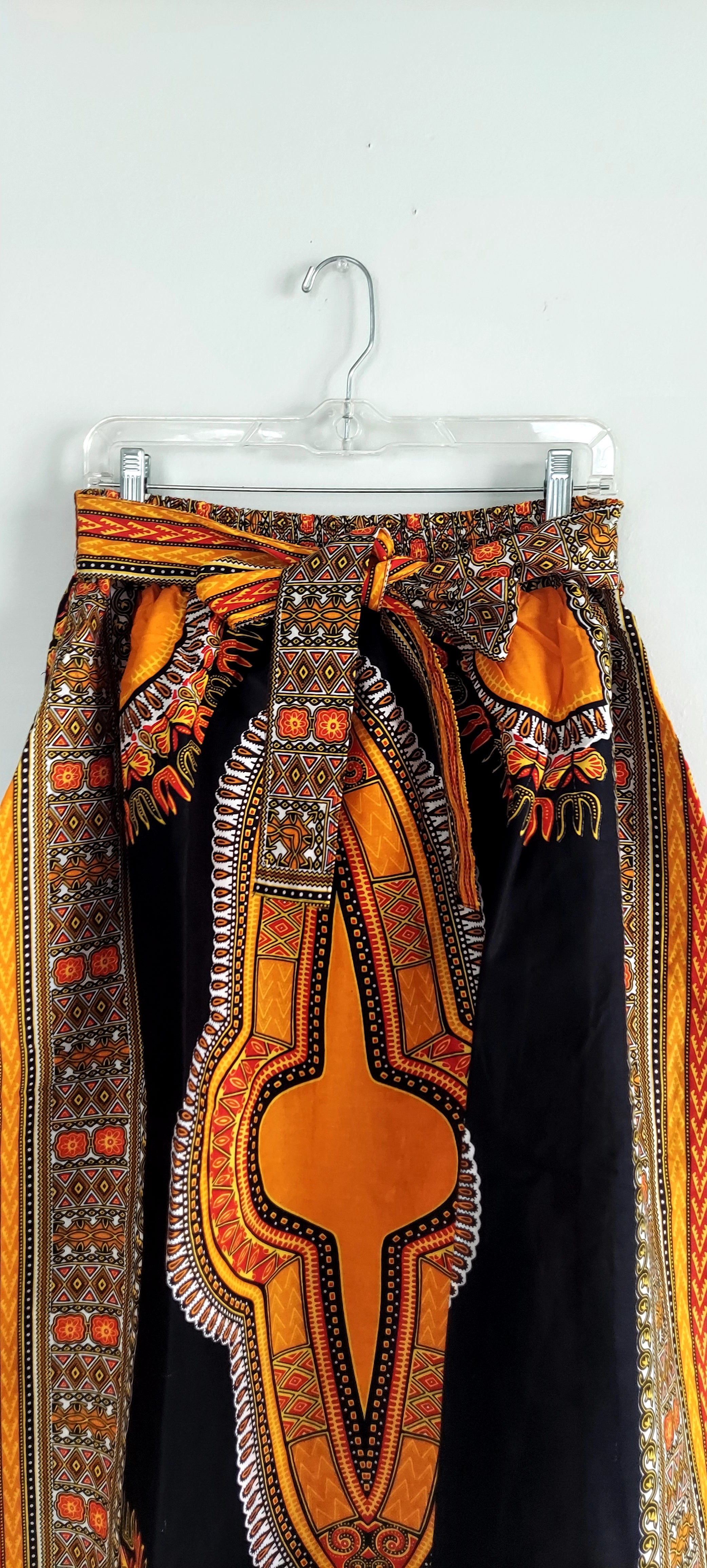 Women Long Dashiki Print Skirt - 6011D Orange