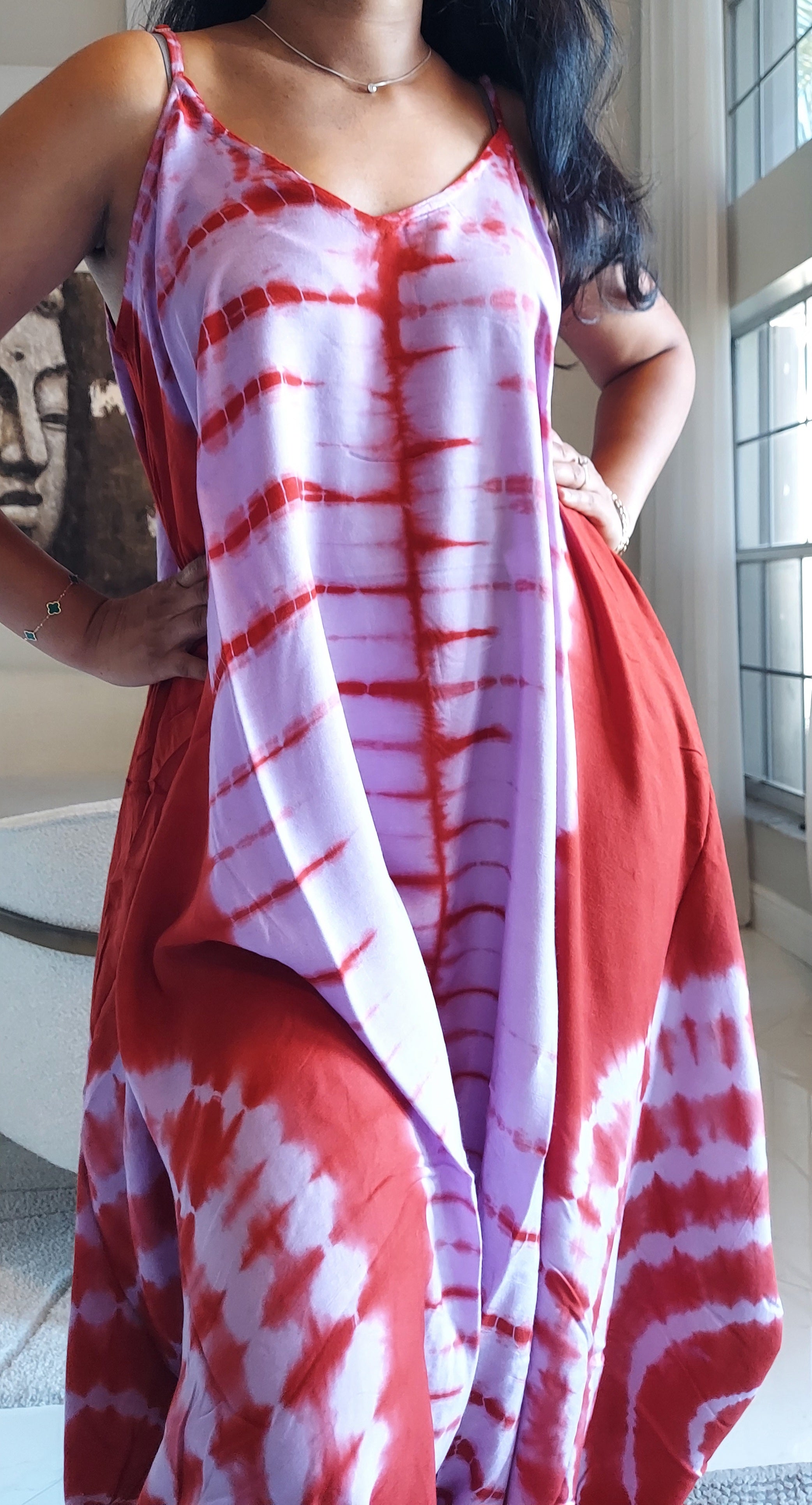 Harem Tie-Dye Jumpsuit Red 1105