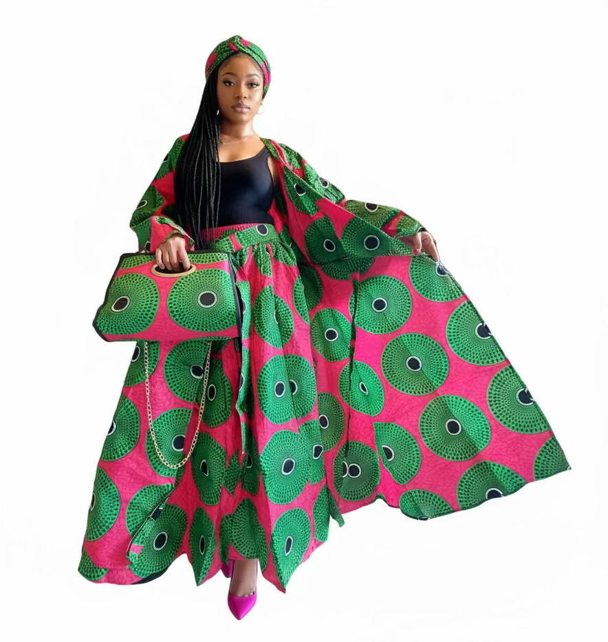 3pcs Set Maxi Skirt Pocketbook wrap Dress G