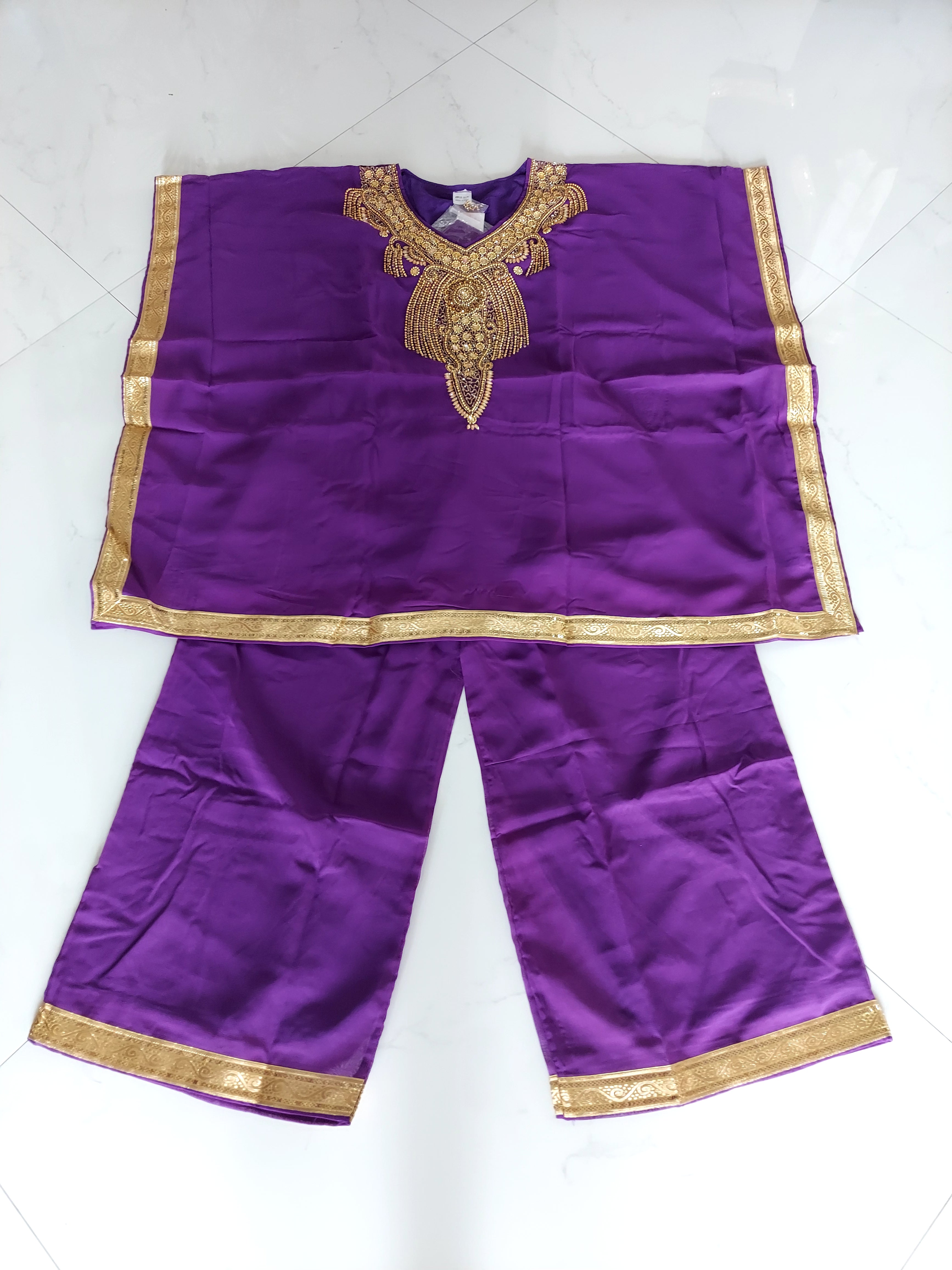 kaftan Palazzo Set Purple And Gold - kP05