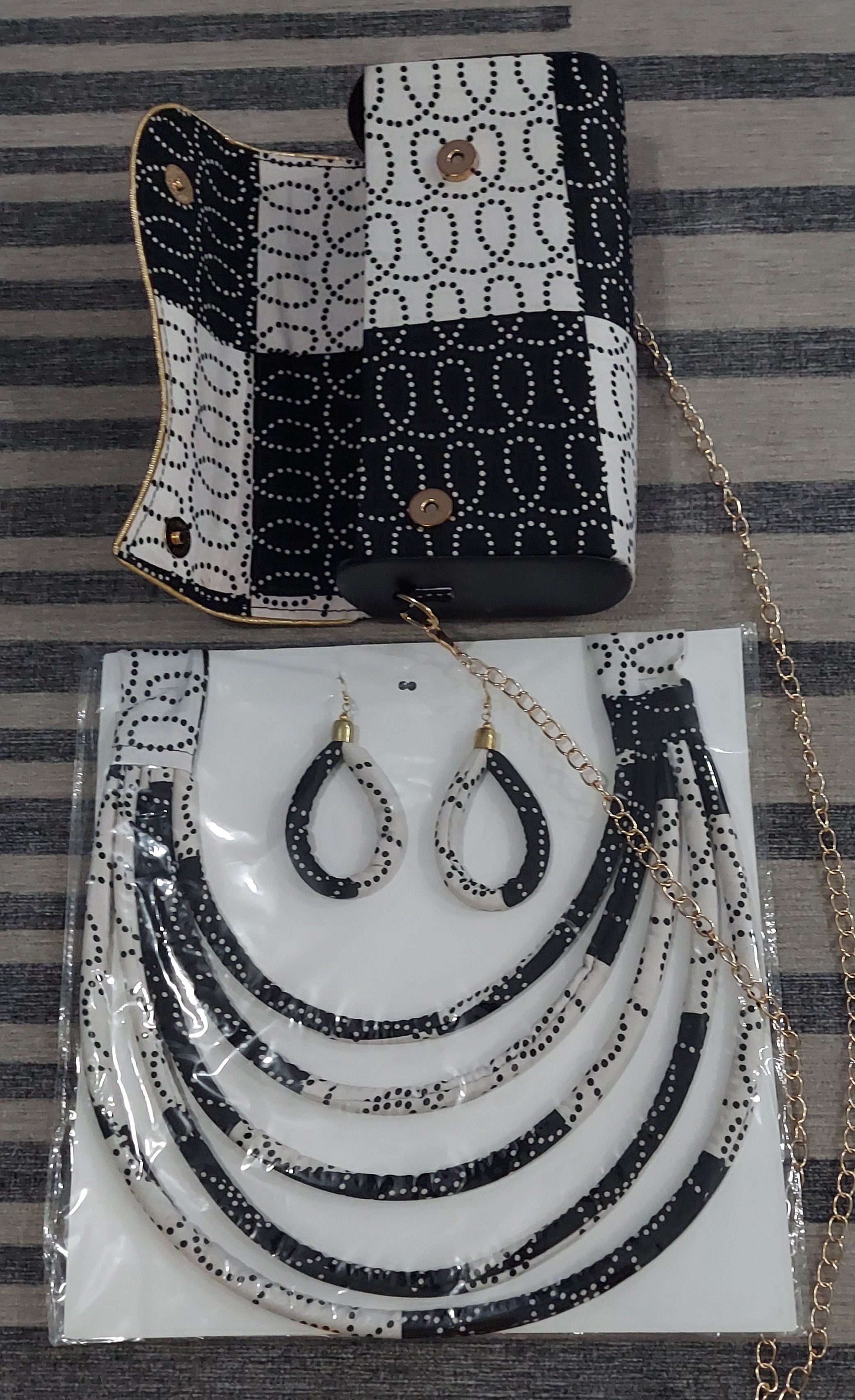 Clutch Bag & Rope  Necklace Set /African Kente /Ankara 20