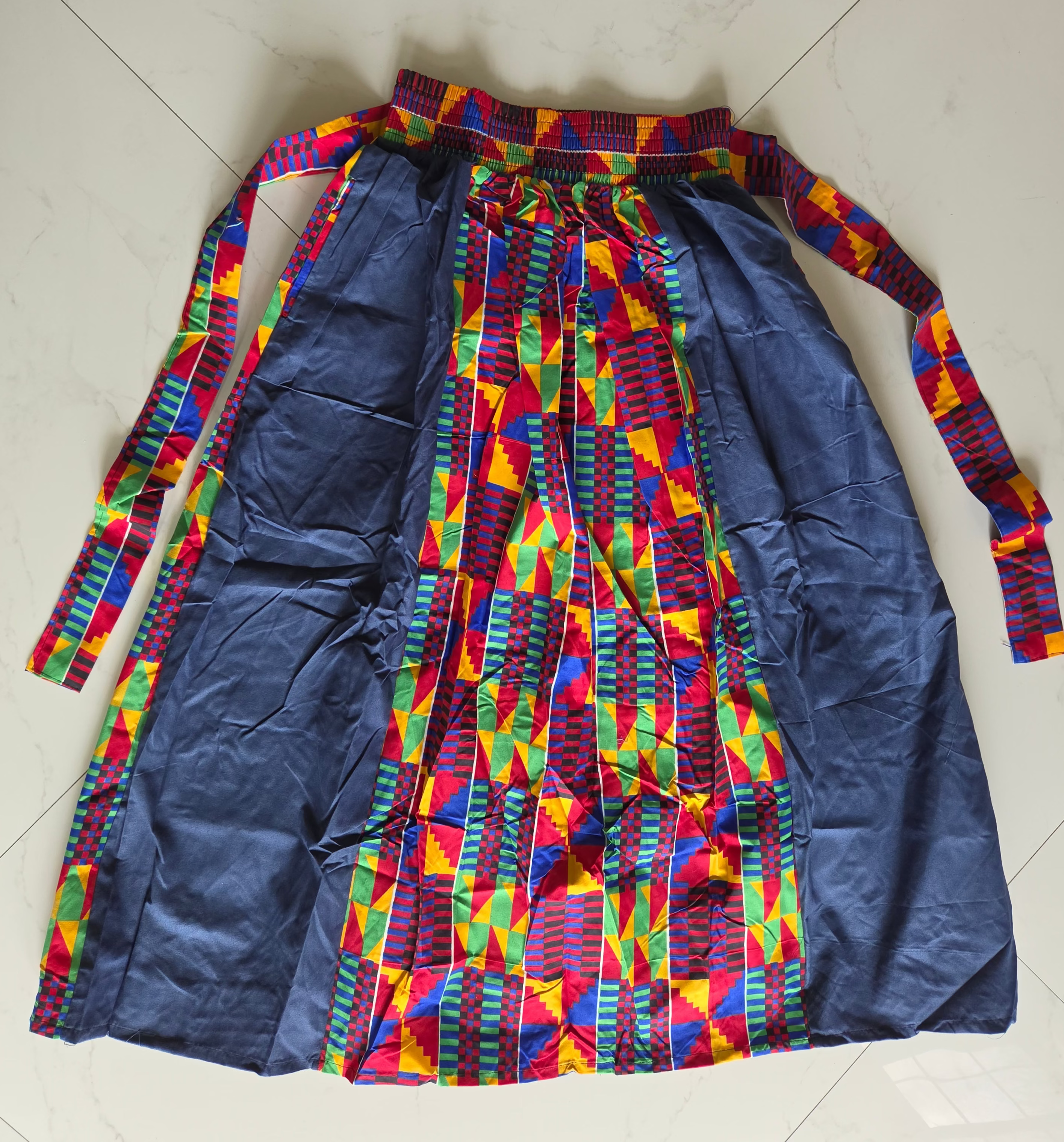 Woman Maxi Skirt Denim/Kente 3006