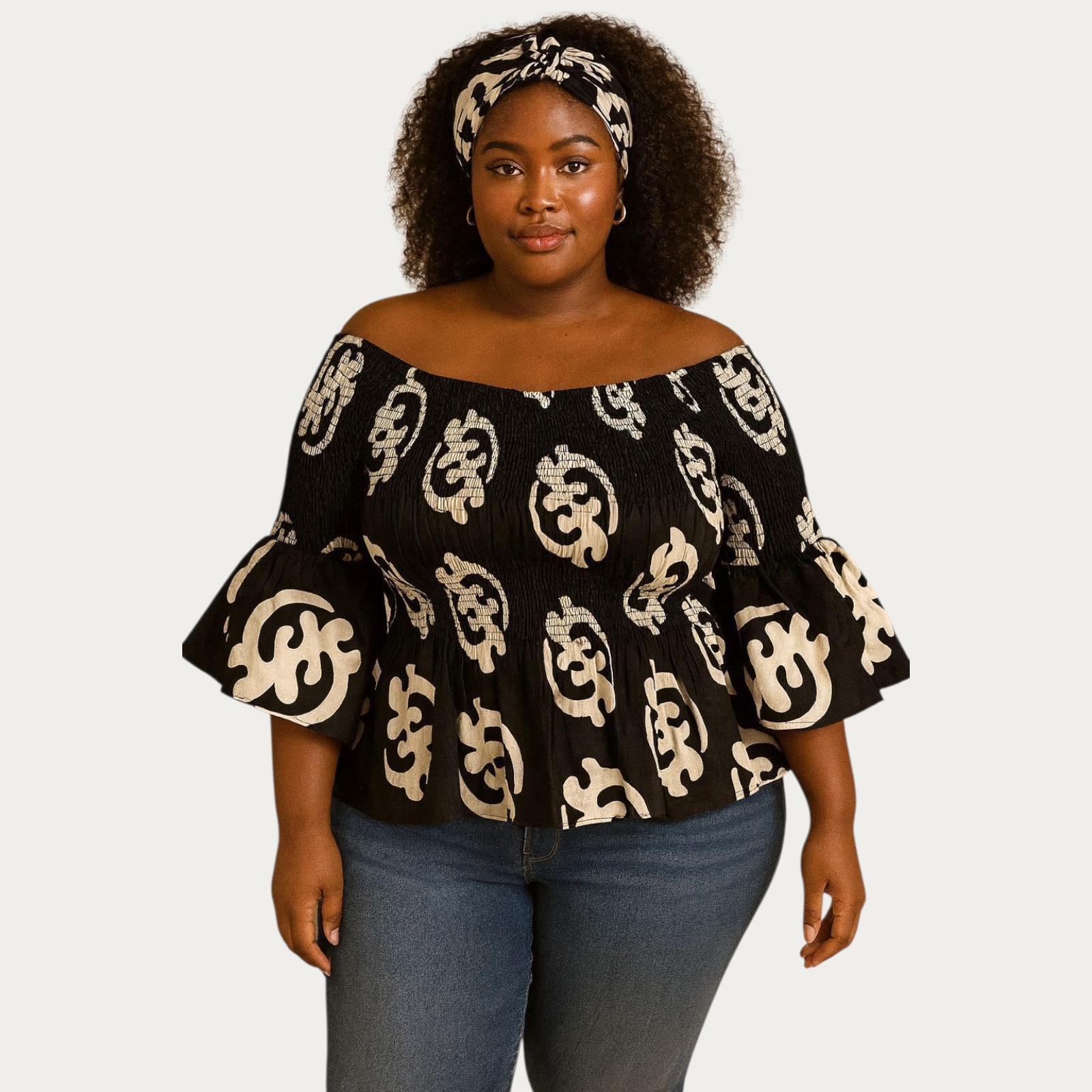 019 Smock & Flare Blouse- Gynmee Print