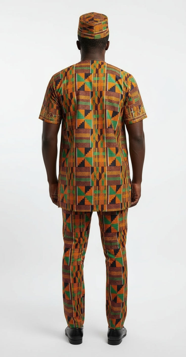 Men 3Pcs Pant Set /Traditional Kente Print-