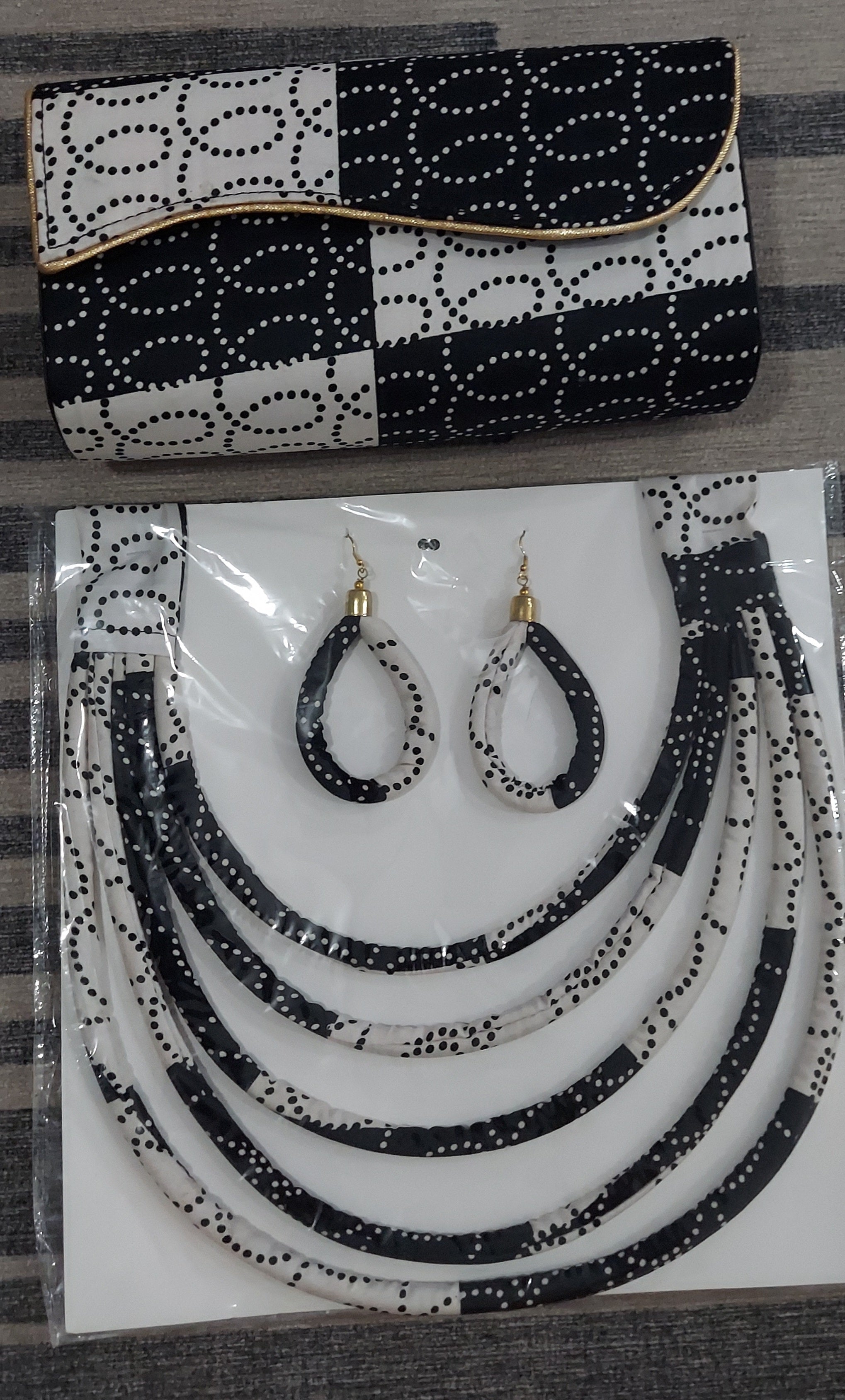 Clutch Bag & Rope  Necklace Set /African Kente /Ankara 20