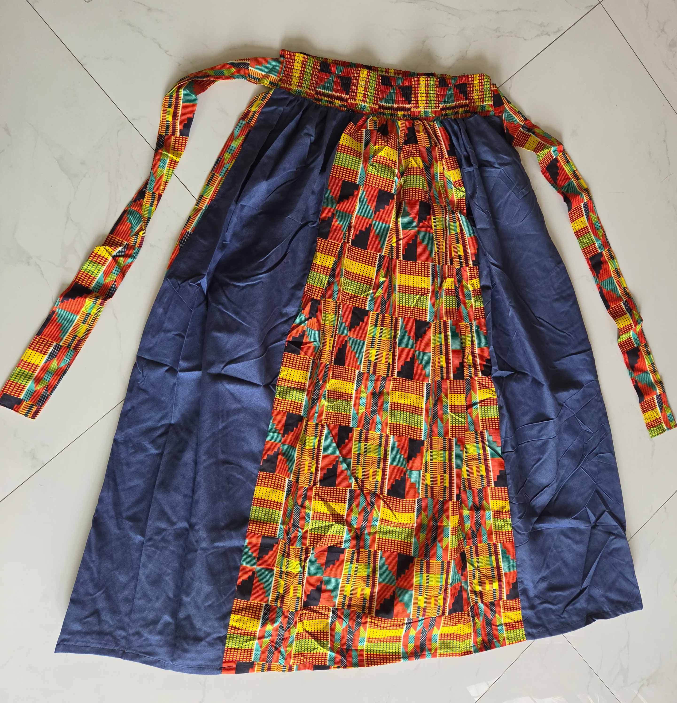 Woman Maxi Skirt Denim/Kente 3006