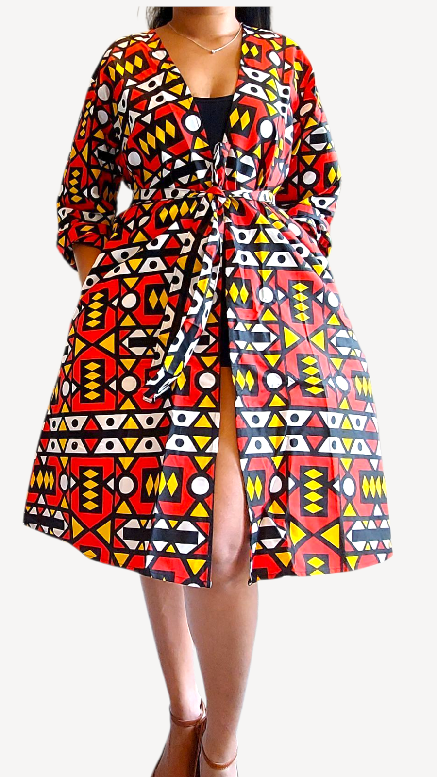 Kimono Mid Length Dress / Ankara Print  FJO17