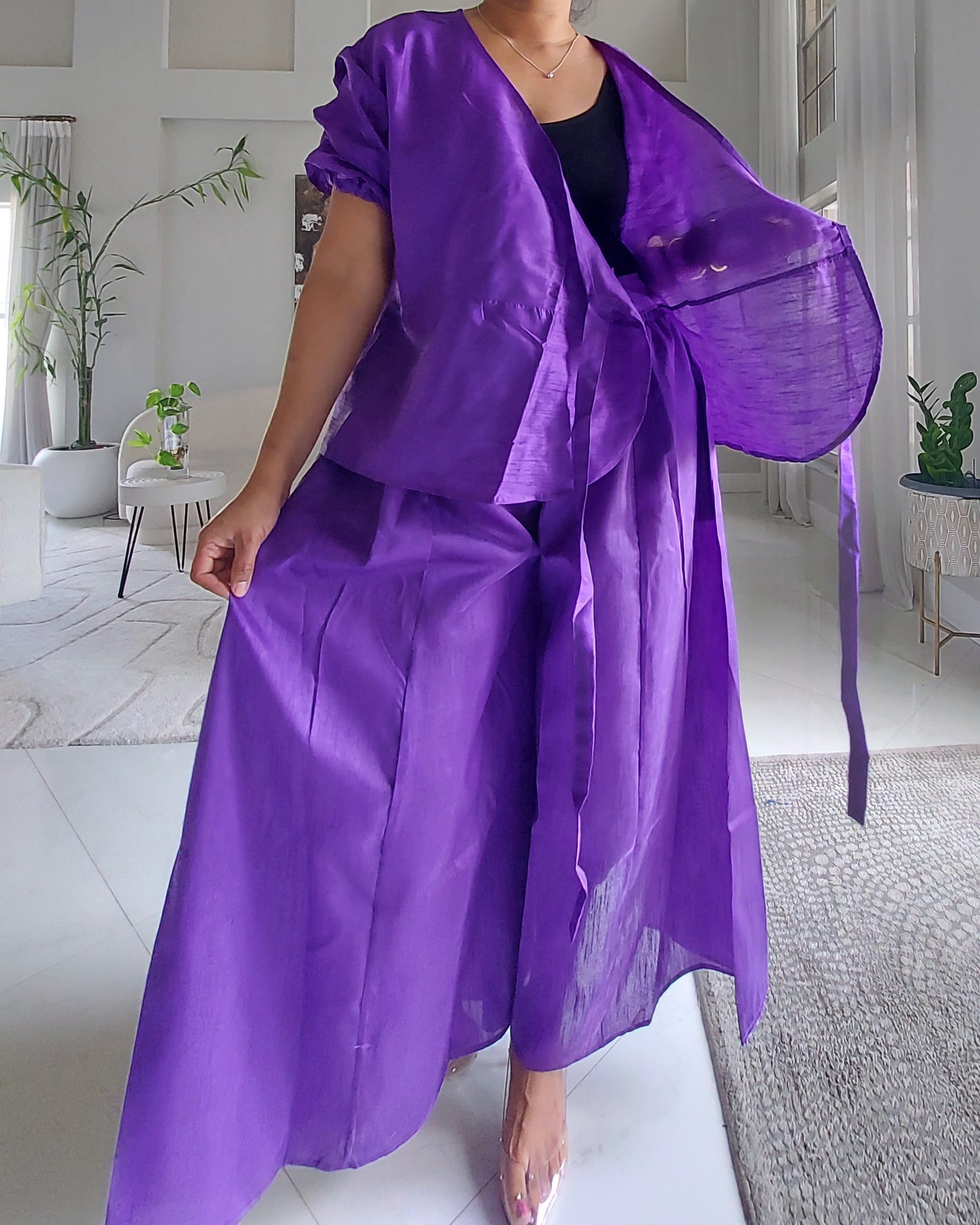 Faux Silk Palazzo Set -  4196