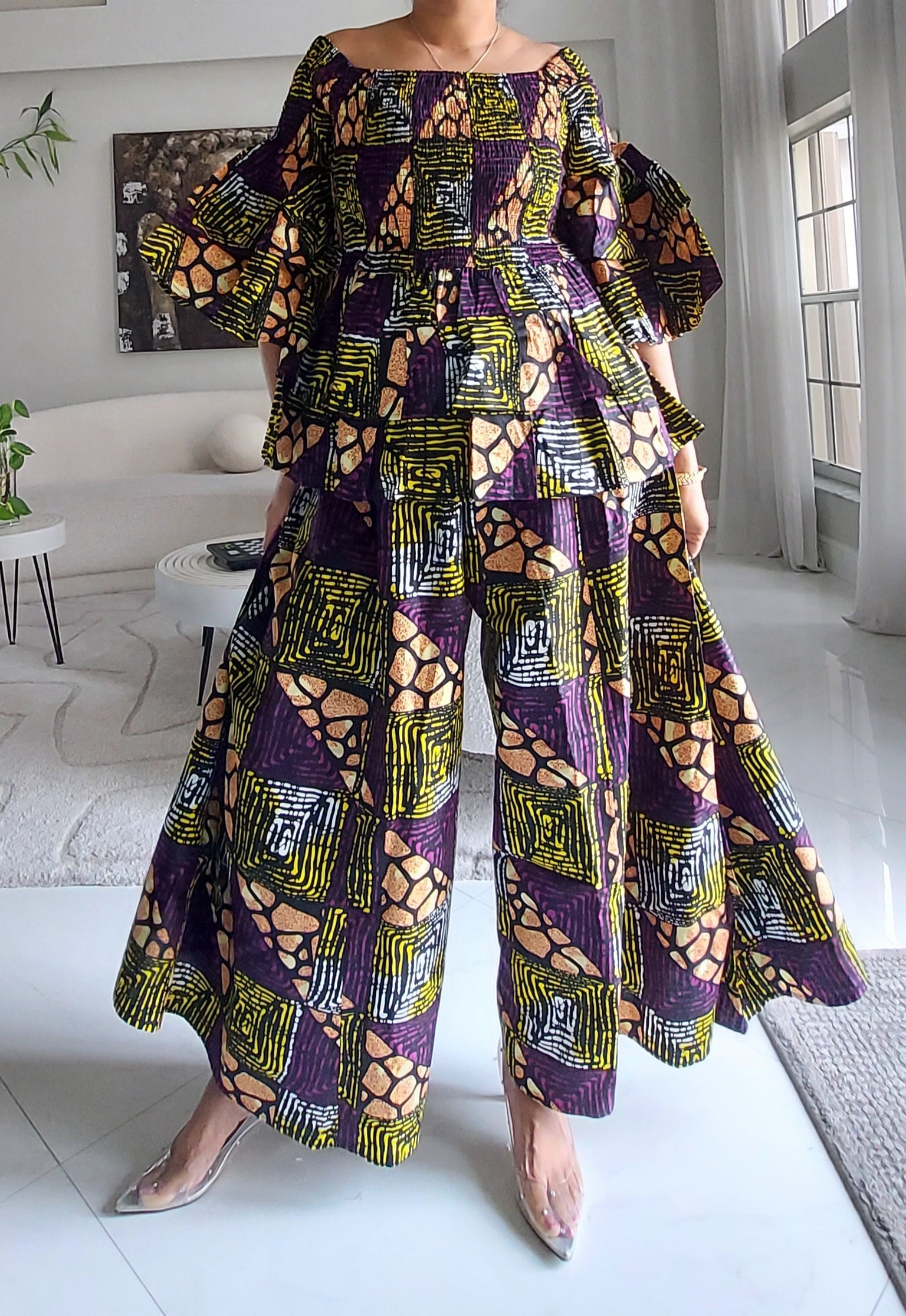 5-Piece African Ankara Pant Set Geometric - 019-PS14E