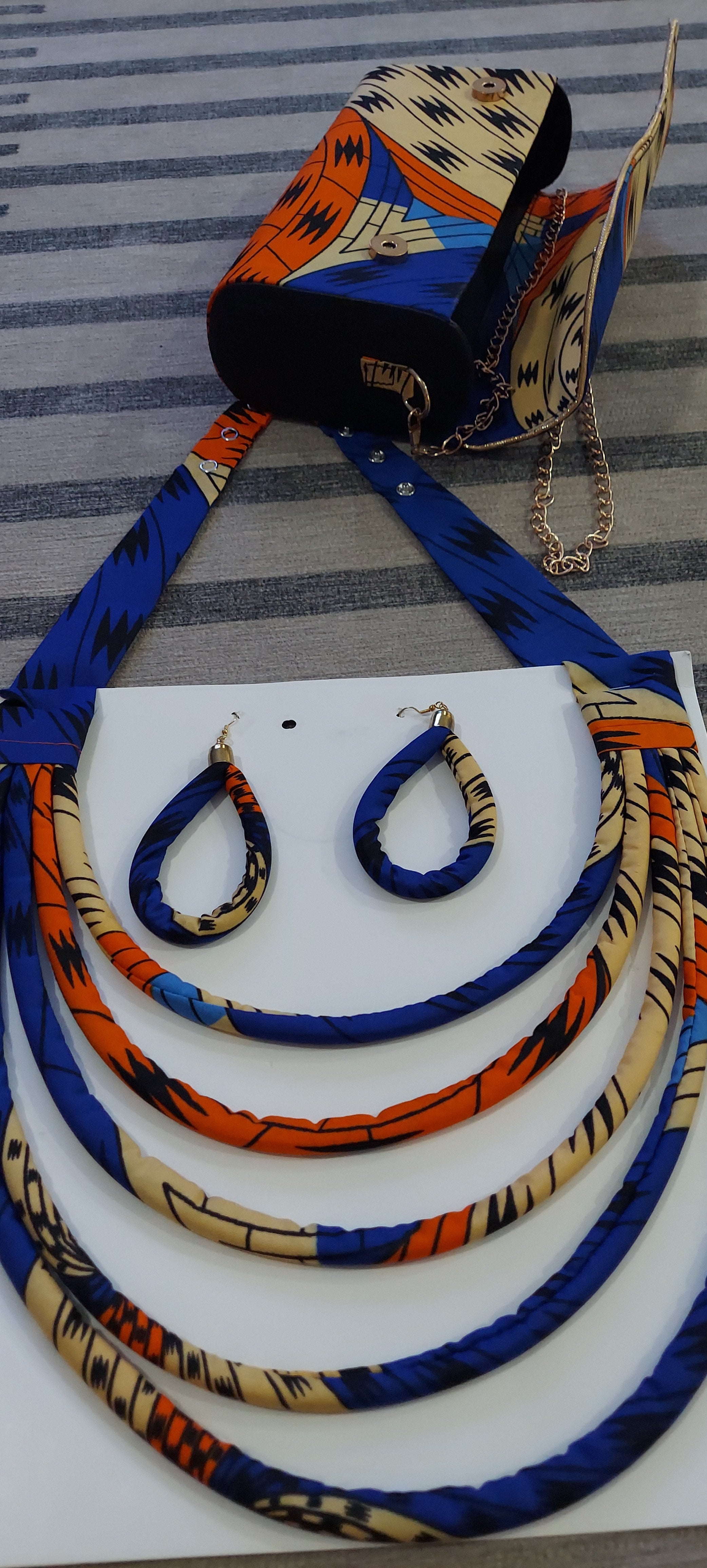 Clutch Bag & Rope  Necklace Set /African Kente /Ankara 25
