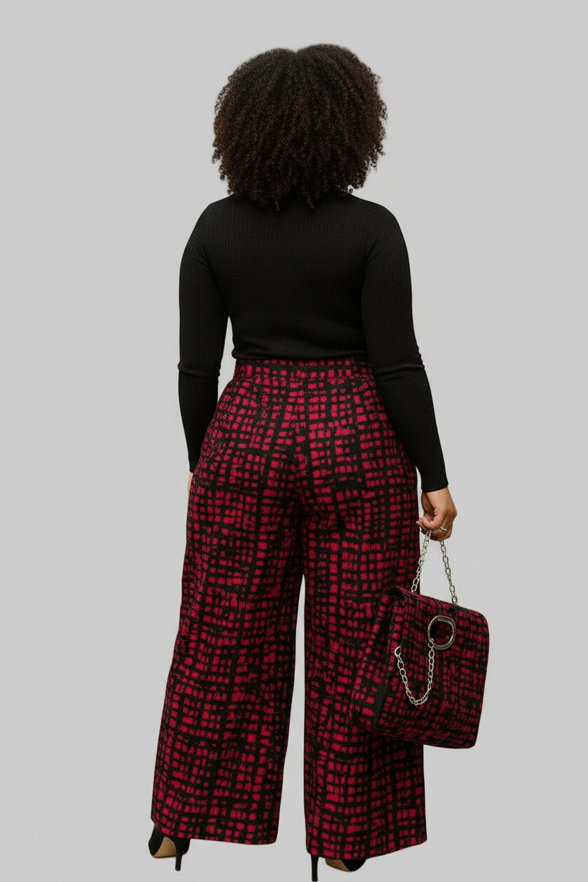 Combo Palazzo Pant & Pocketbook Set  Red PS14