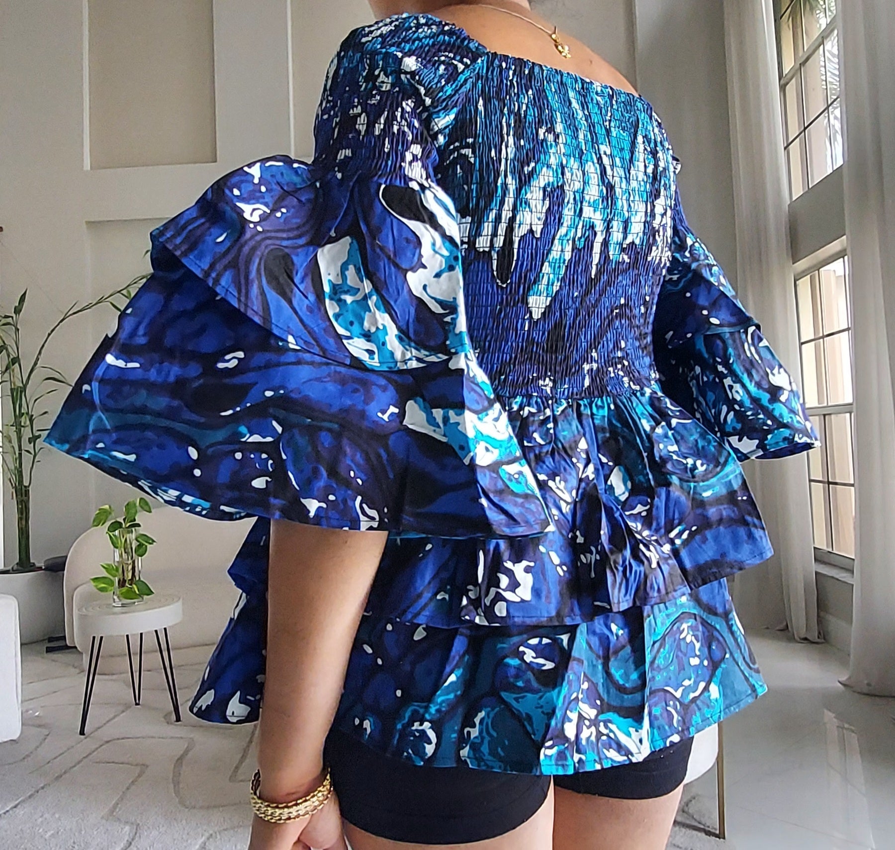 Ruffle Sleeves Peplum Blouse  019 B