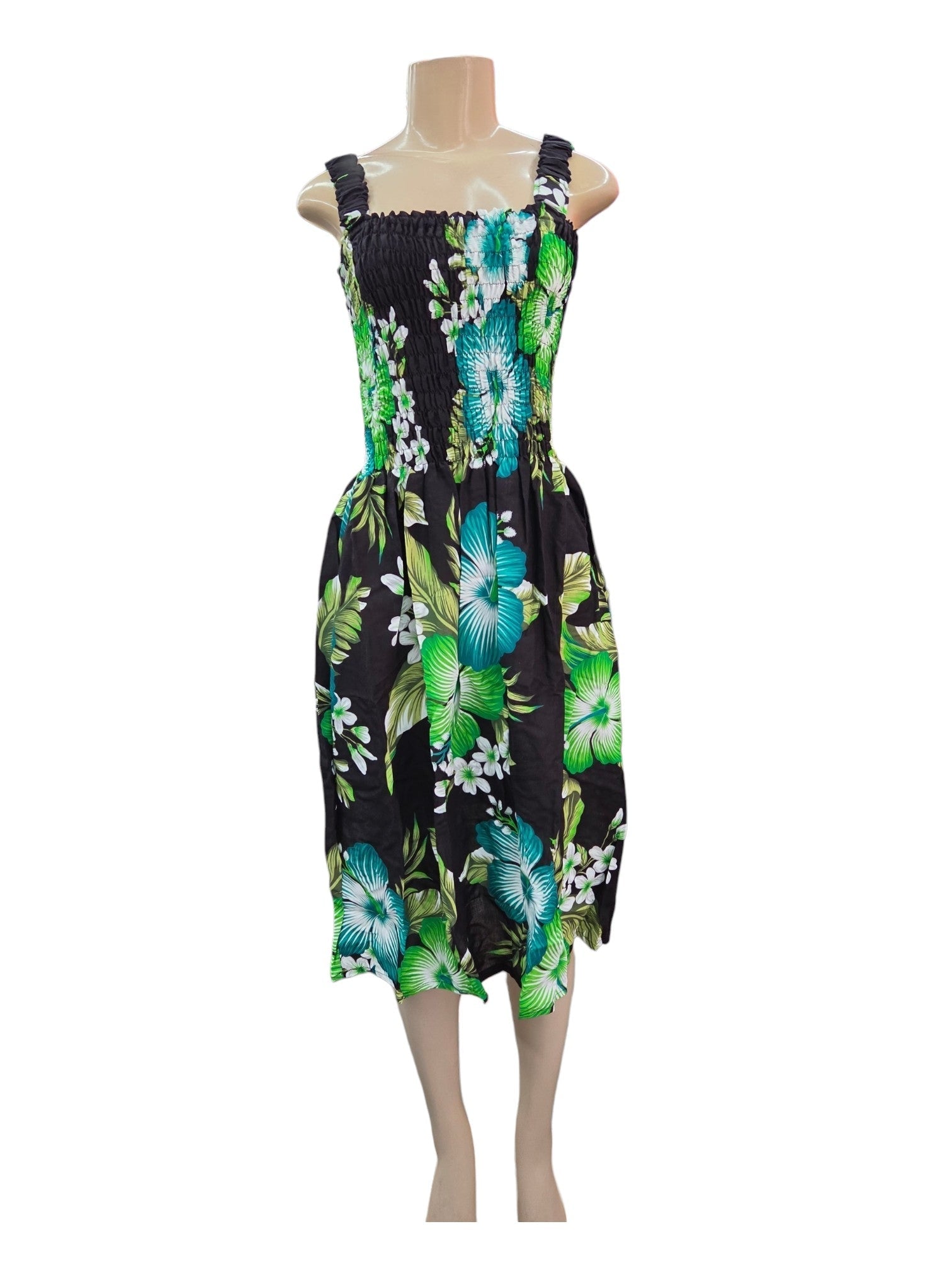 Hawaiian Floral Dress/ Mid Length/ Spagetti Straps- 571