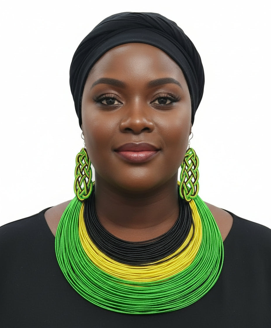 Rope Layered Necklace & Earrings Set Jamaica