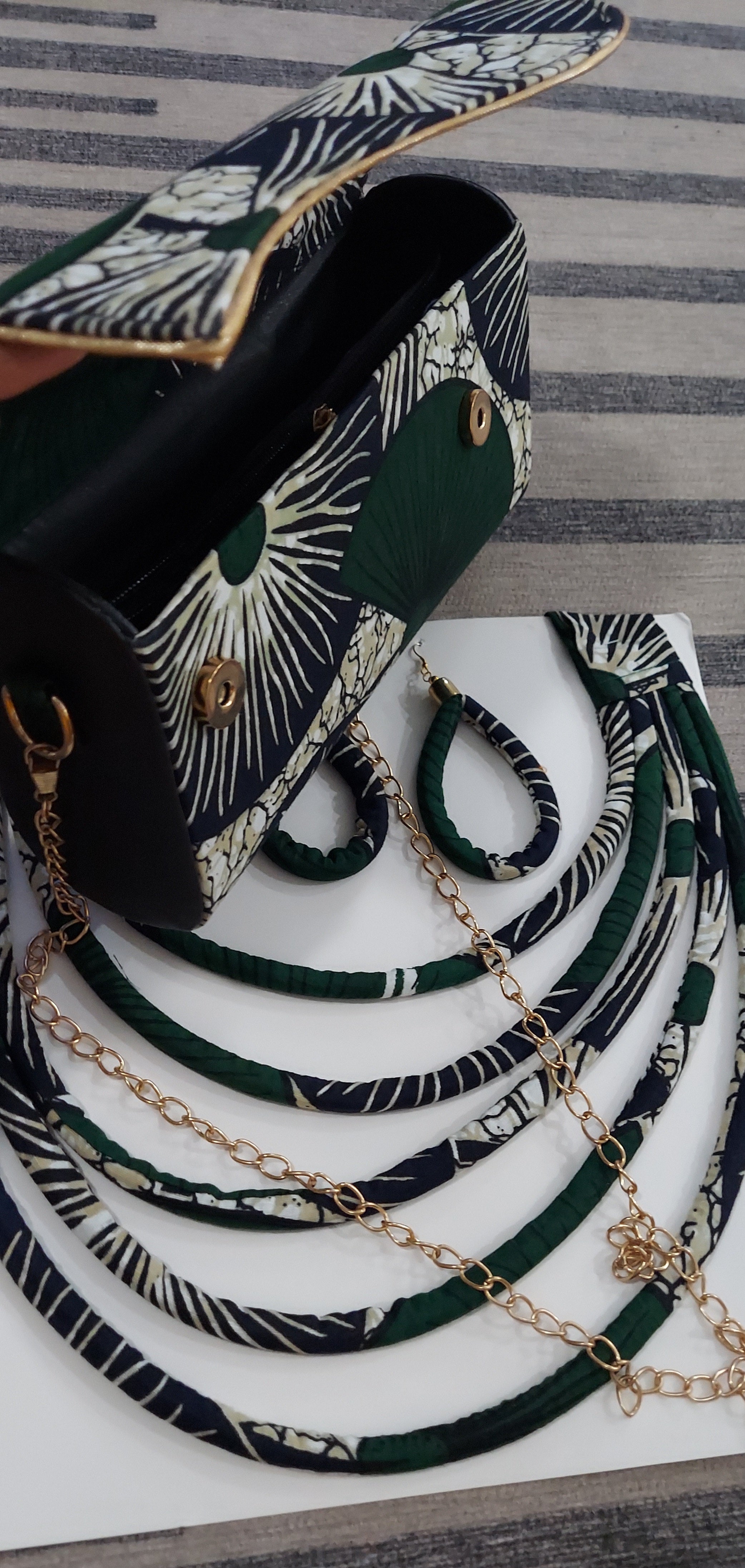 Clutch Bag & Rope  Necklace Set /African Kente /Ankara 24