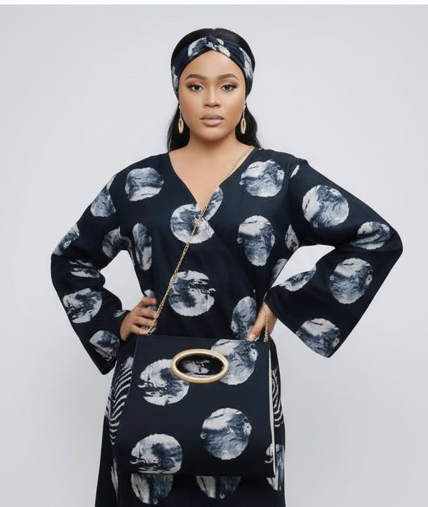 Combo Long Wrap Dress + Pocketbook Set 2025-834