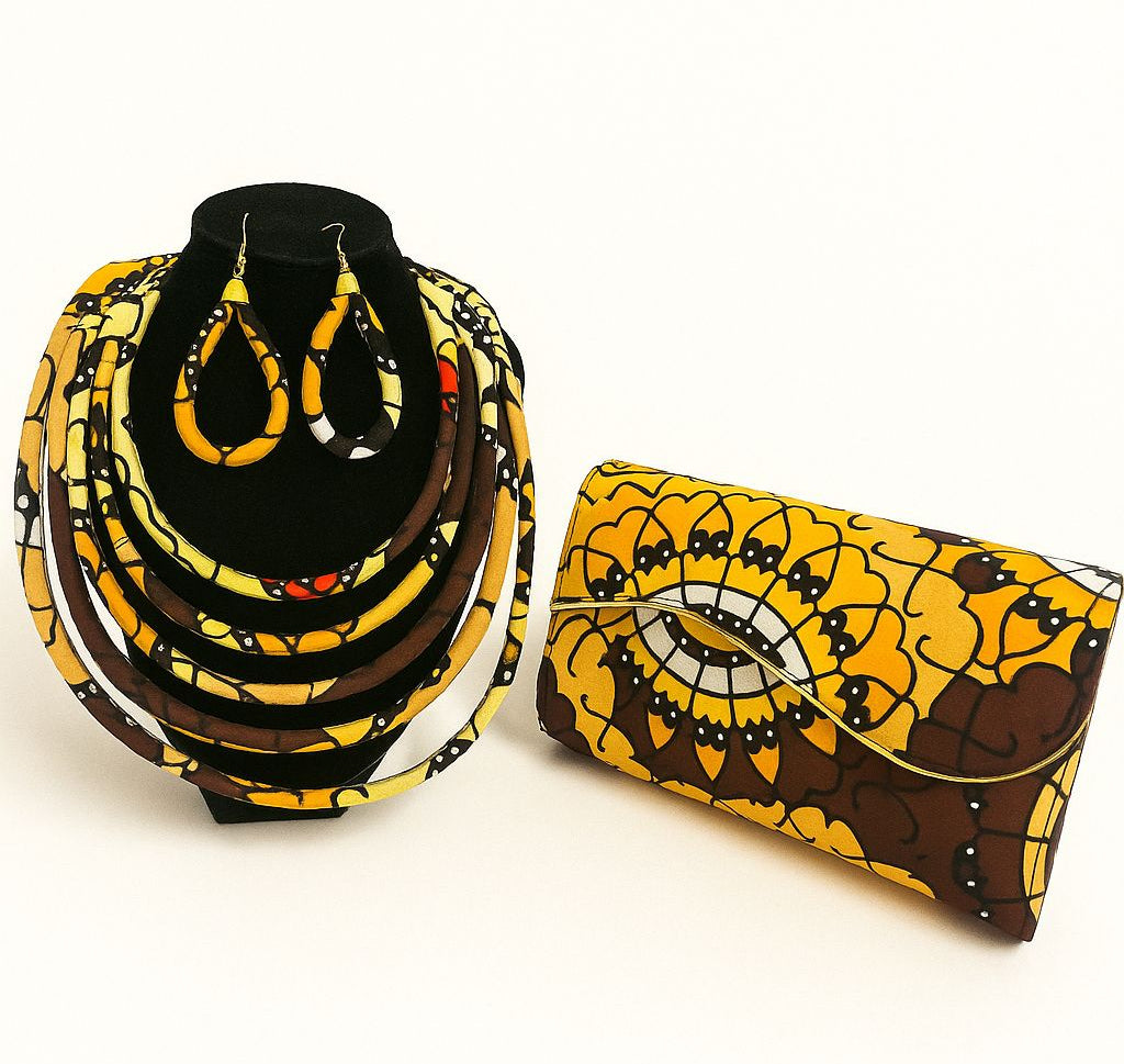 Clutch Bag & Rope  Necklace Set /African Print /Ankara12