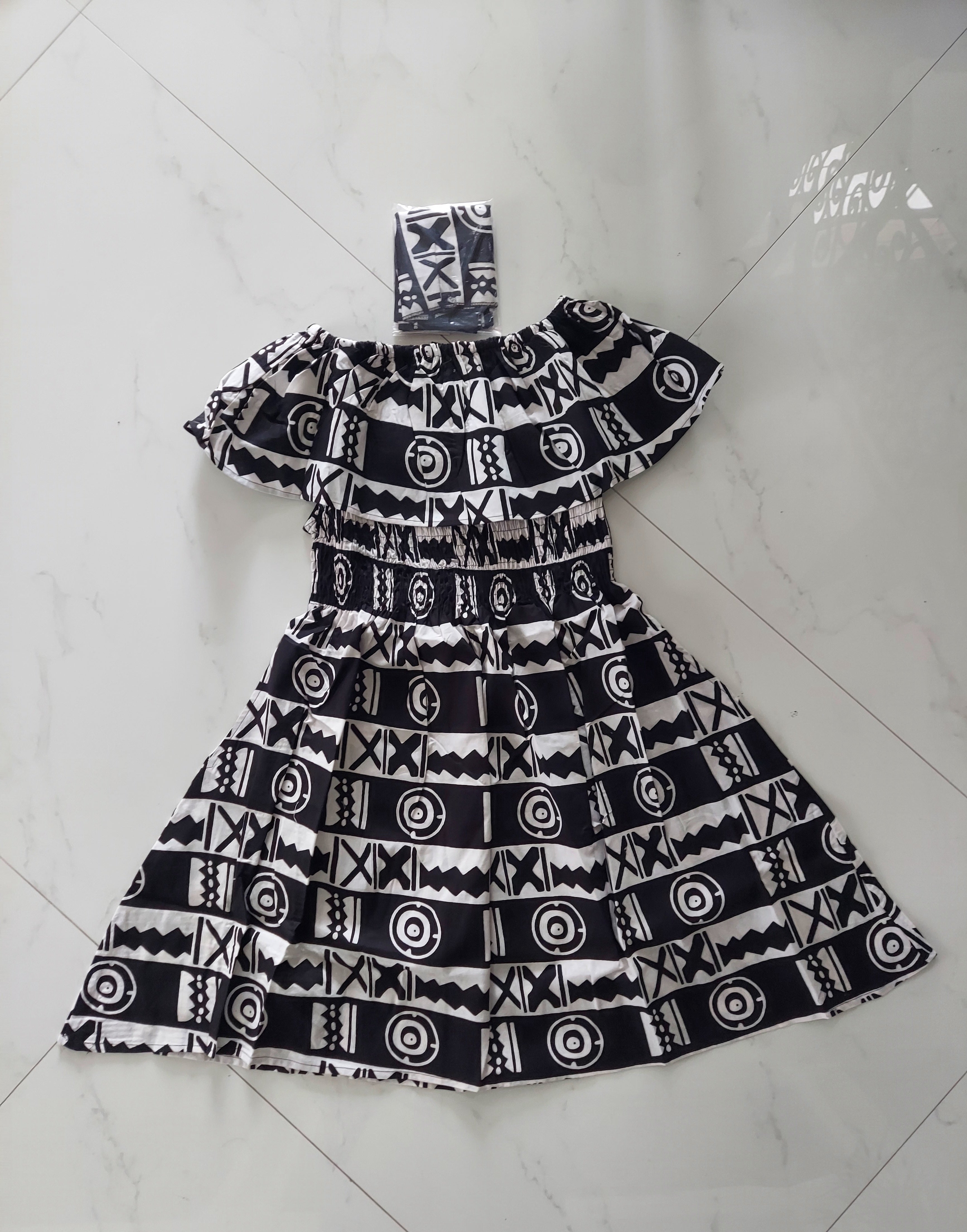 3014M- Middi  Dress - White/Black Print 65