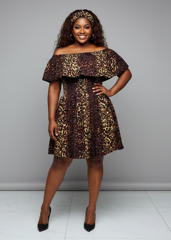 3014M- Middi  Dress - Animal Print 54