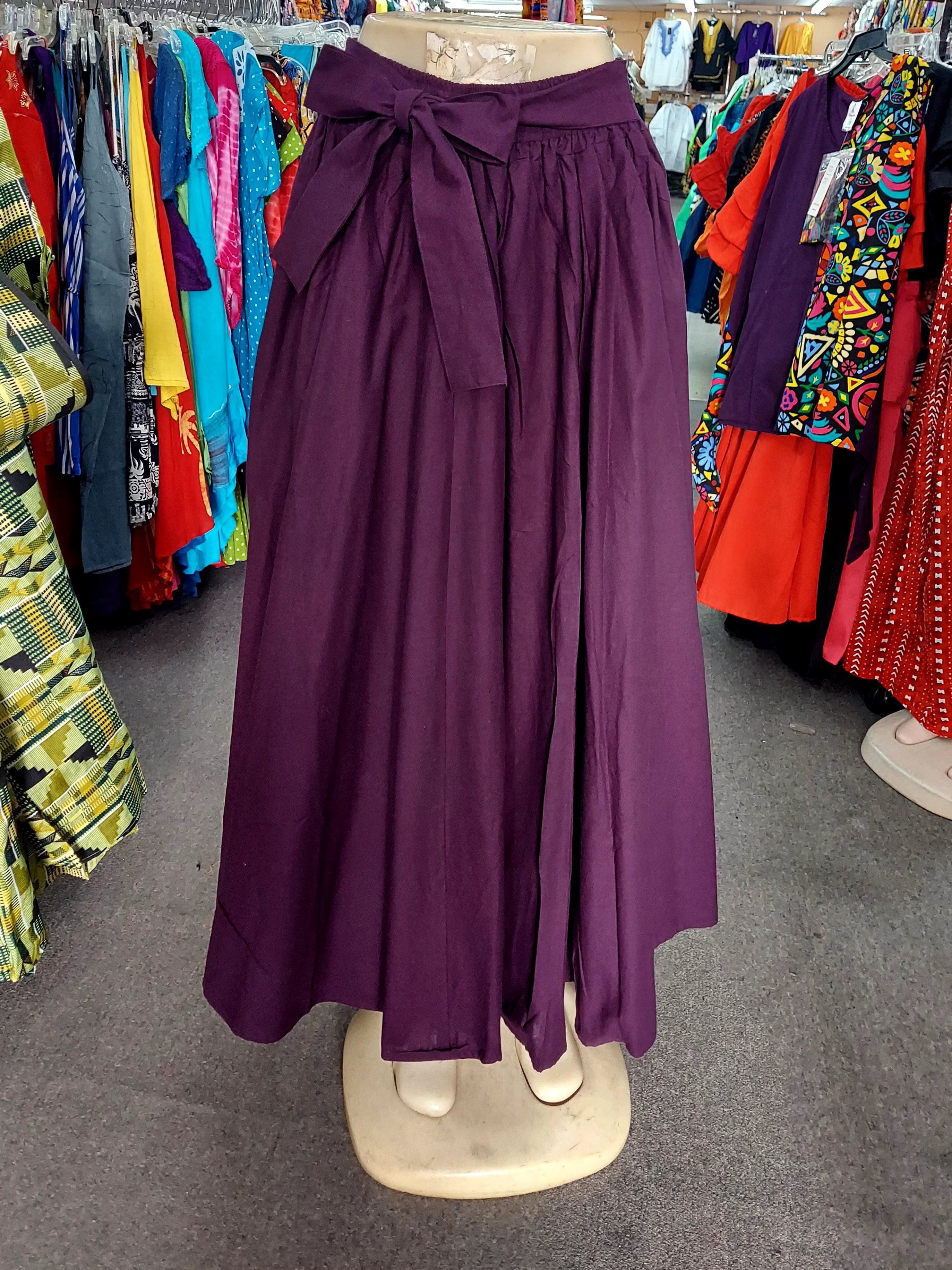 7001- Solid Long Maxi Skirt- Dark Purple