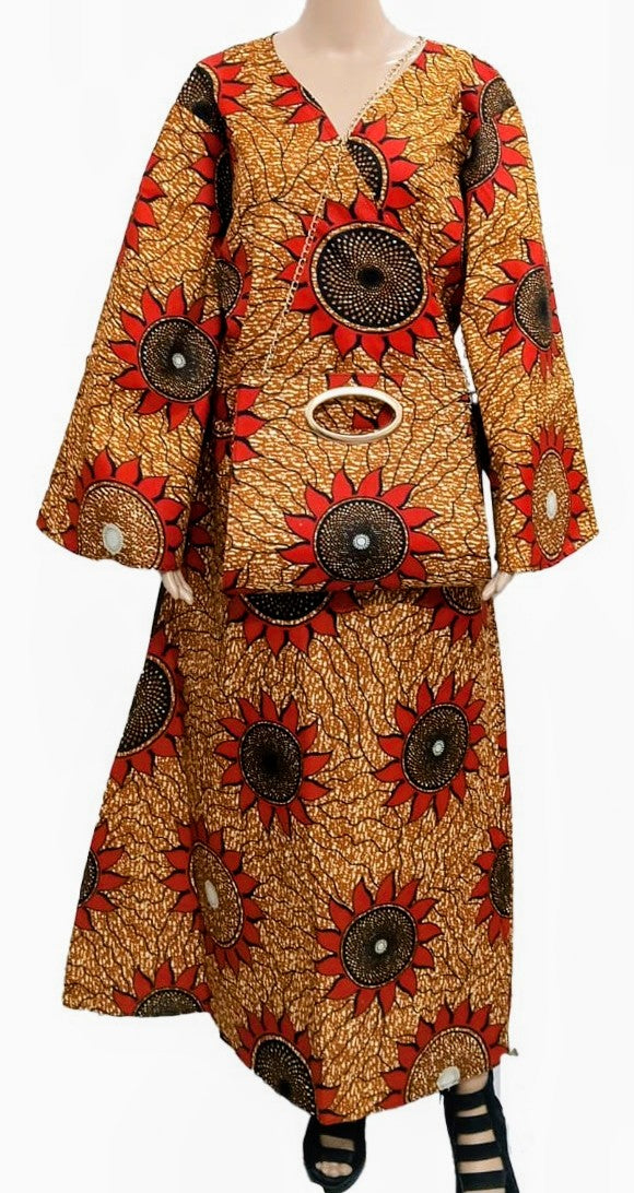 Combo Long Wrap Dress + Pocketbook Set