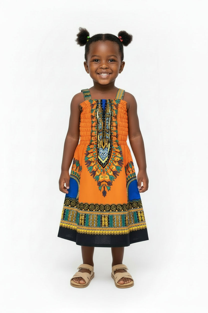 Kids Tube Strap Dress-Traditional Dashiki