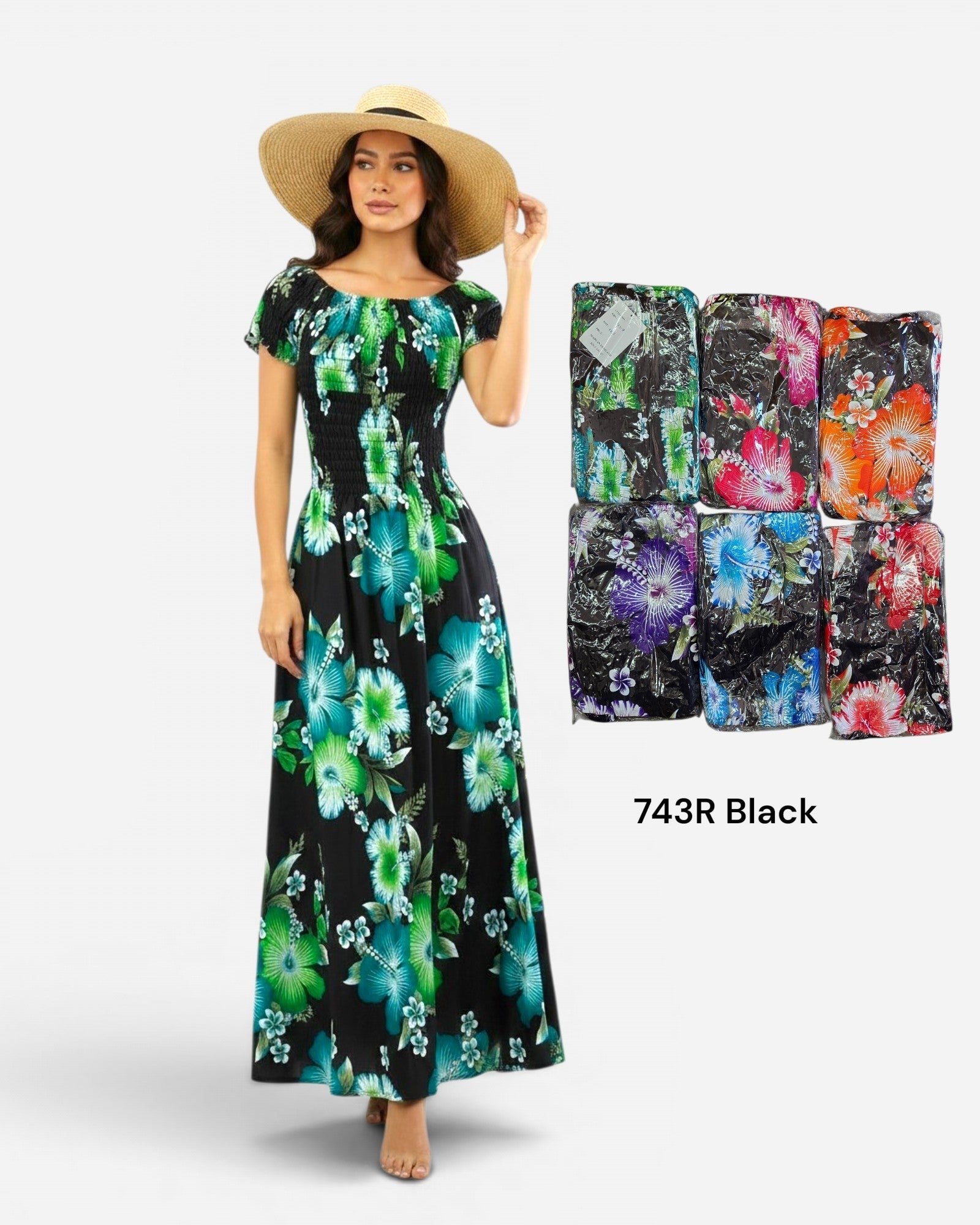 Hawaiian Floral Dress - Long 743R