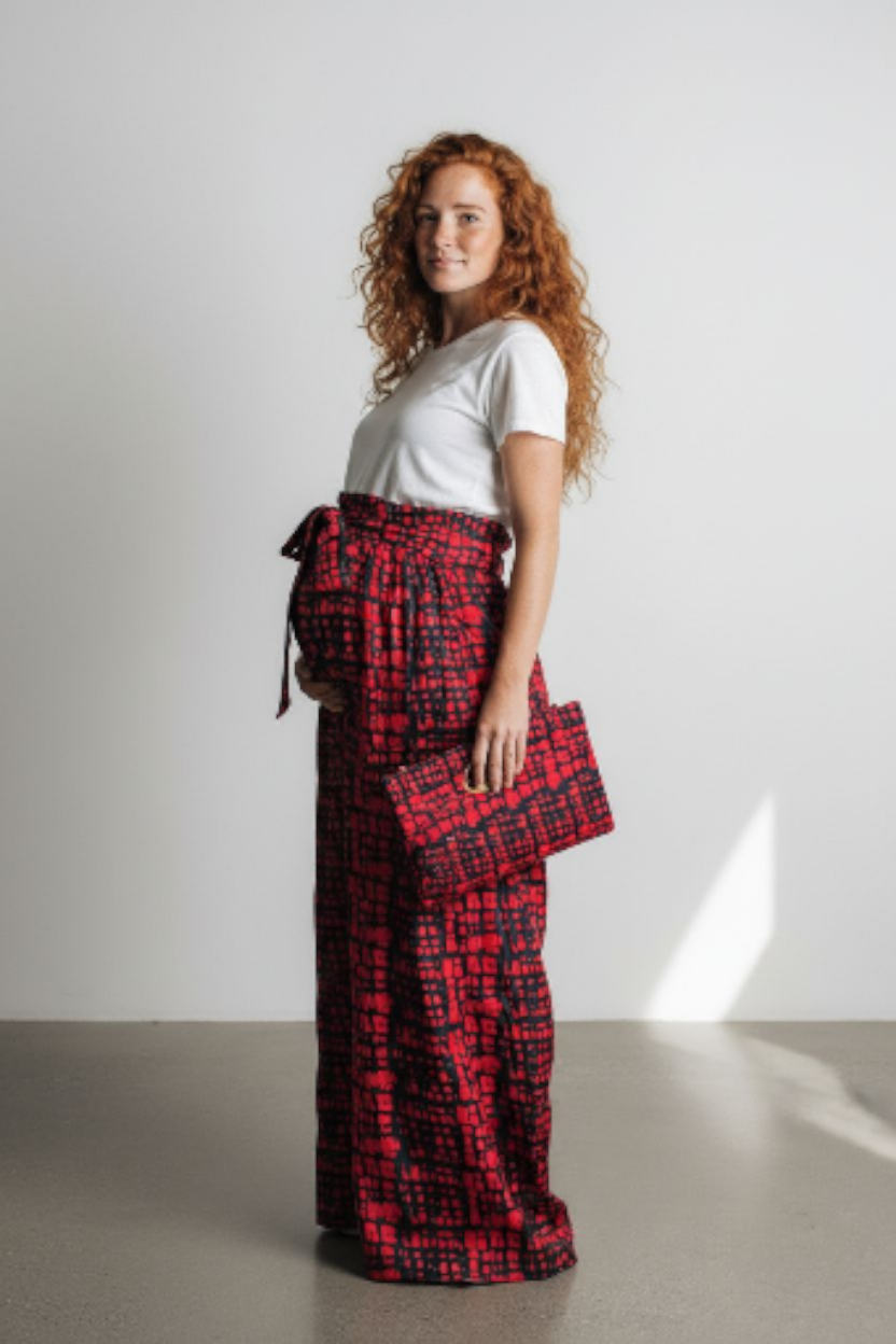 Combo Palazzo Pant & Pocketbook Set  Red PS14