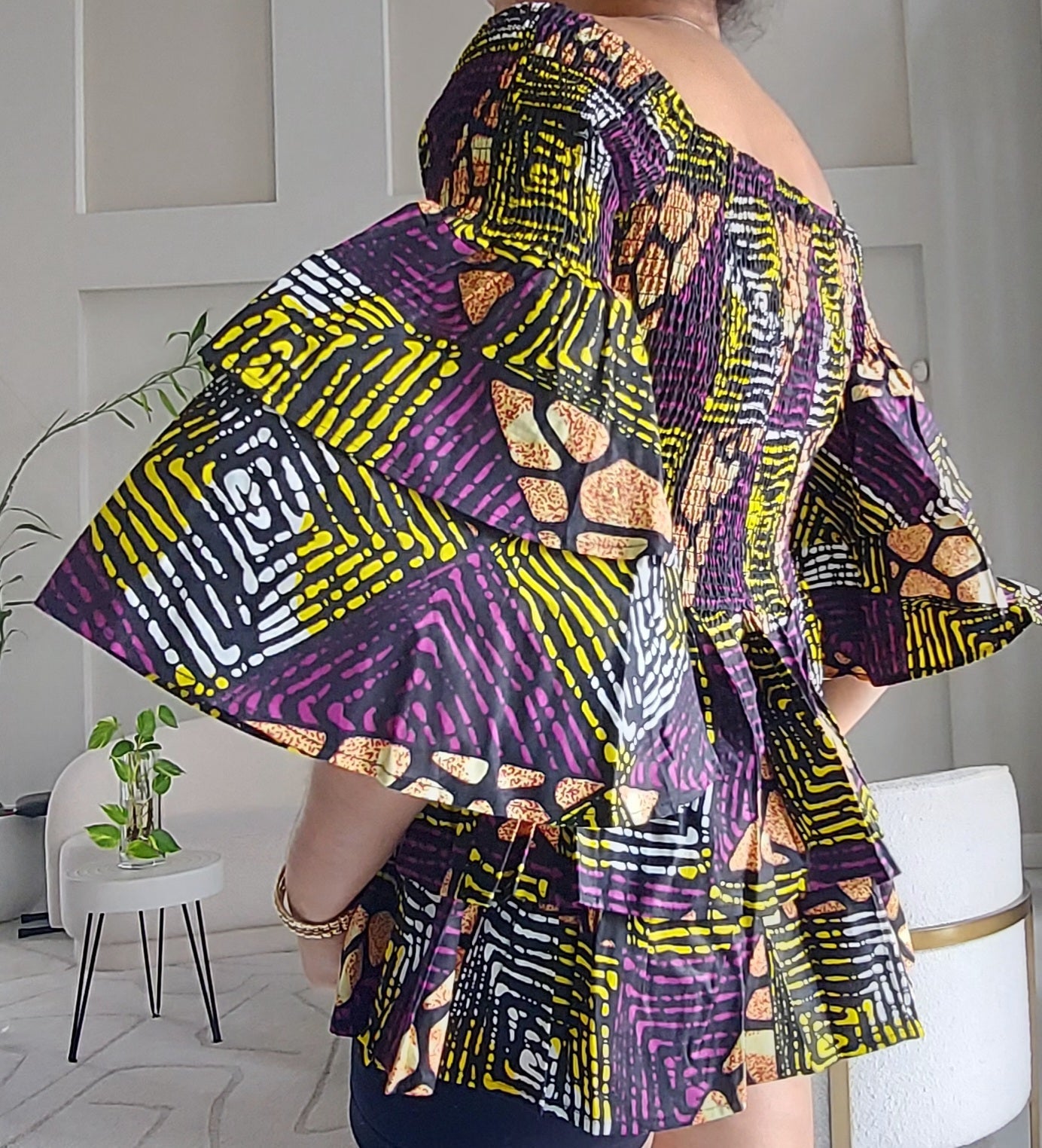 Ruffle Sleeves Peplum Blouse  019 E