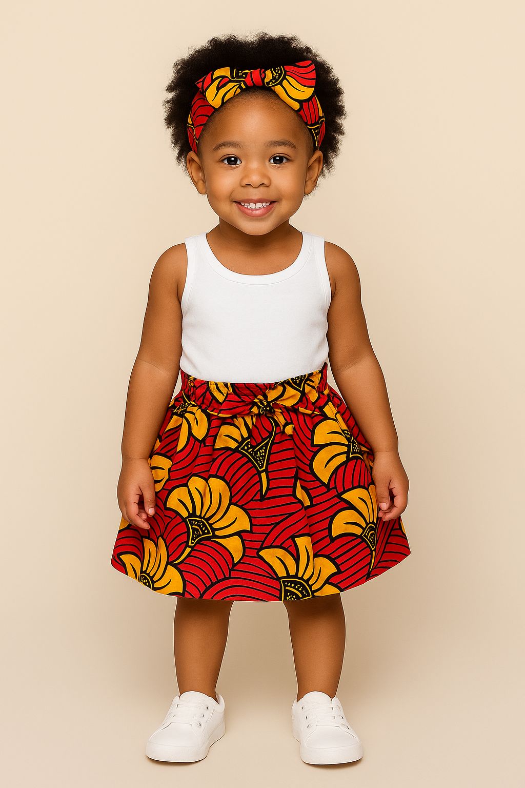 Little Girls Skirt & Scarf Set-Kids K005 Red Floral