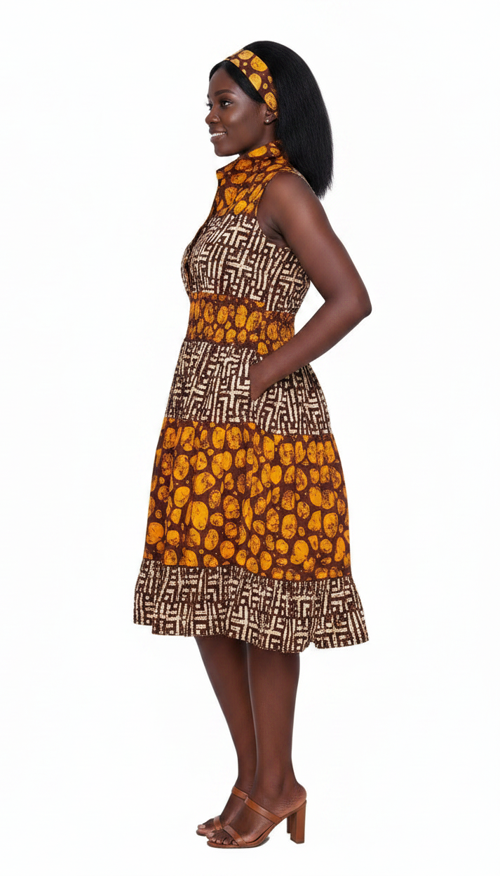 5006 - Woman's Mid-Length Smock Dress Print 692