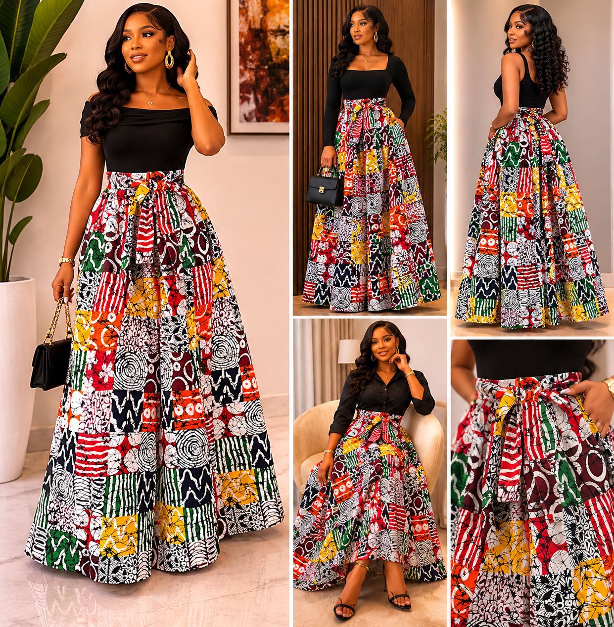 Woman Long Printed Maxi Skirt-1350 I