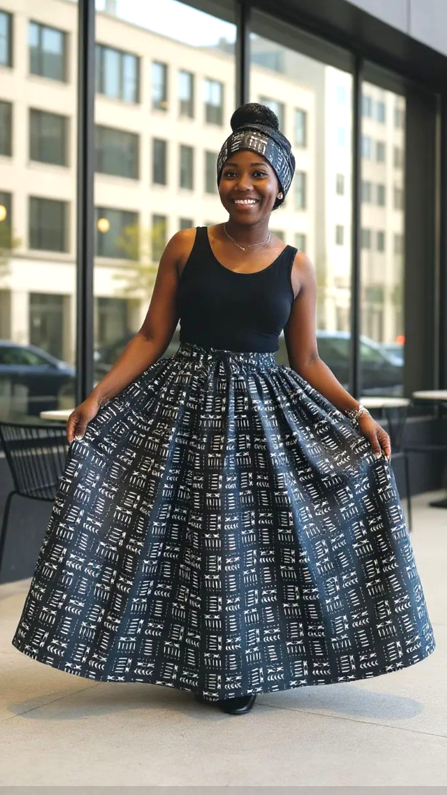 Woman Long Printed Maxi Skirt-1350