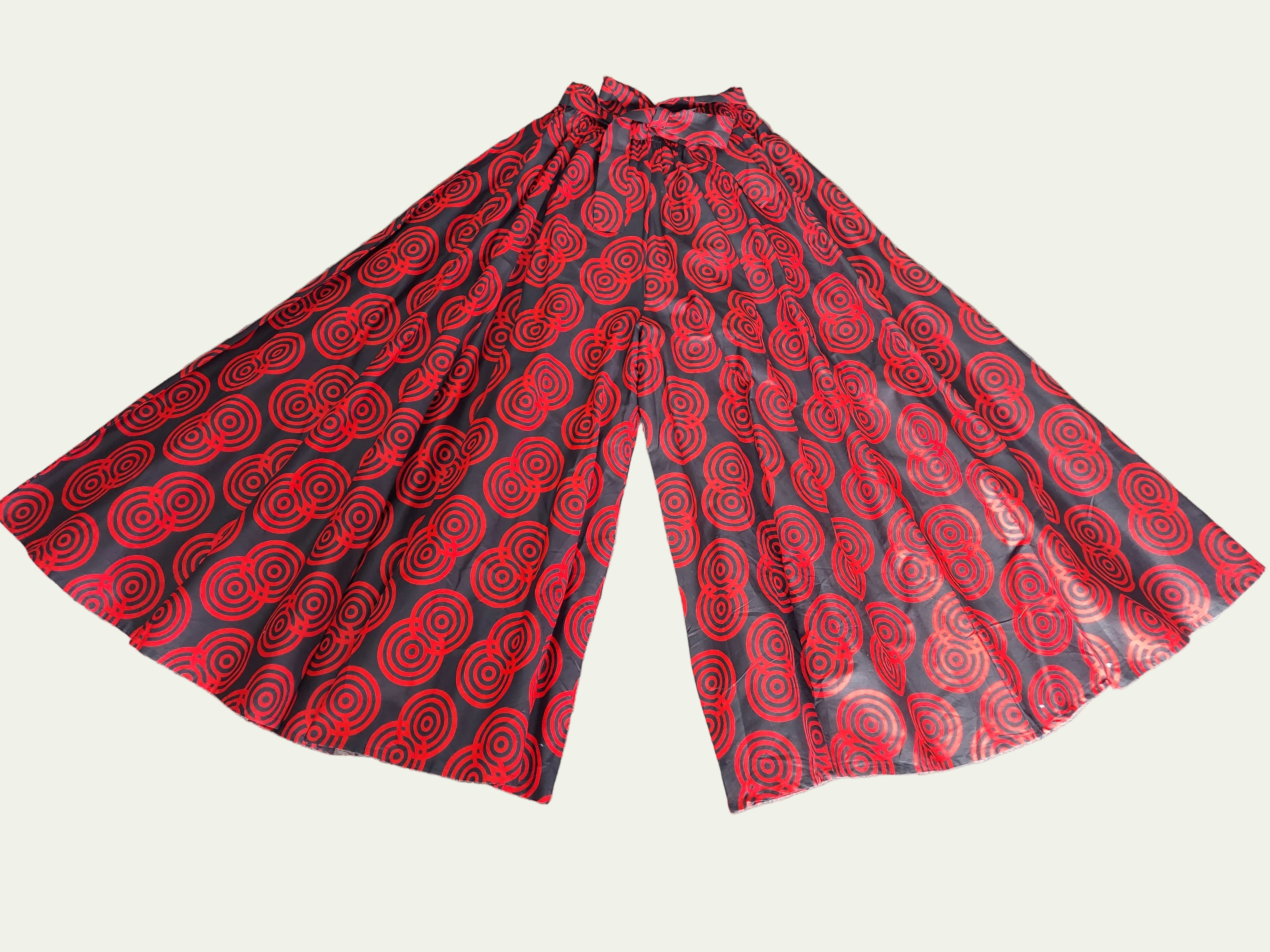 701 Women Palazzo Pant / Wide Leg Pant - Red Print 52