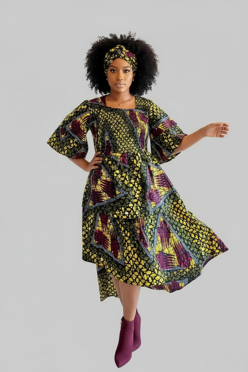 Women High/Low Flounce Dress  -DRS045