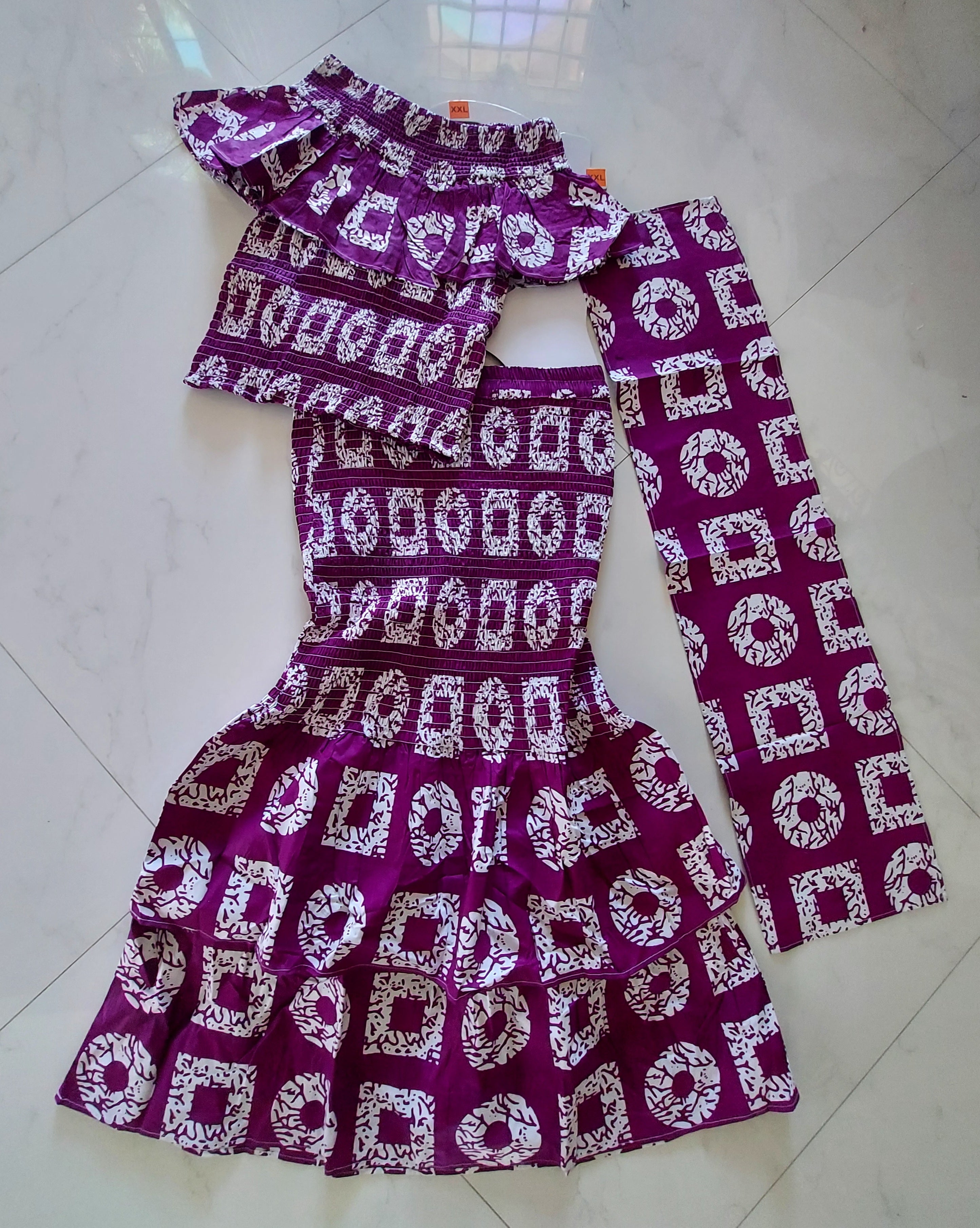 Smock fit & flare Skirt & Blouse Set-DRS019