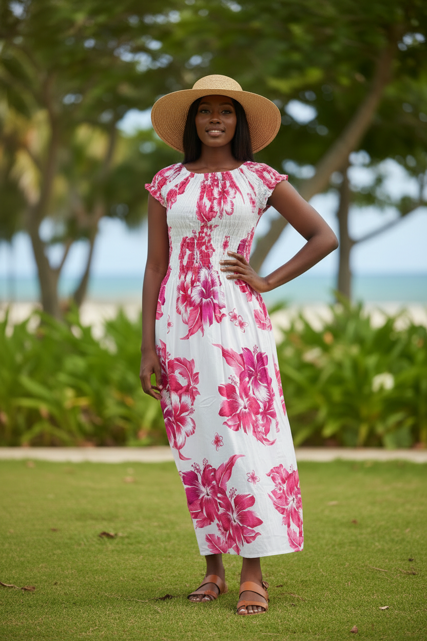 Hawaiian Floral Dress - Long 743R