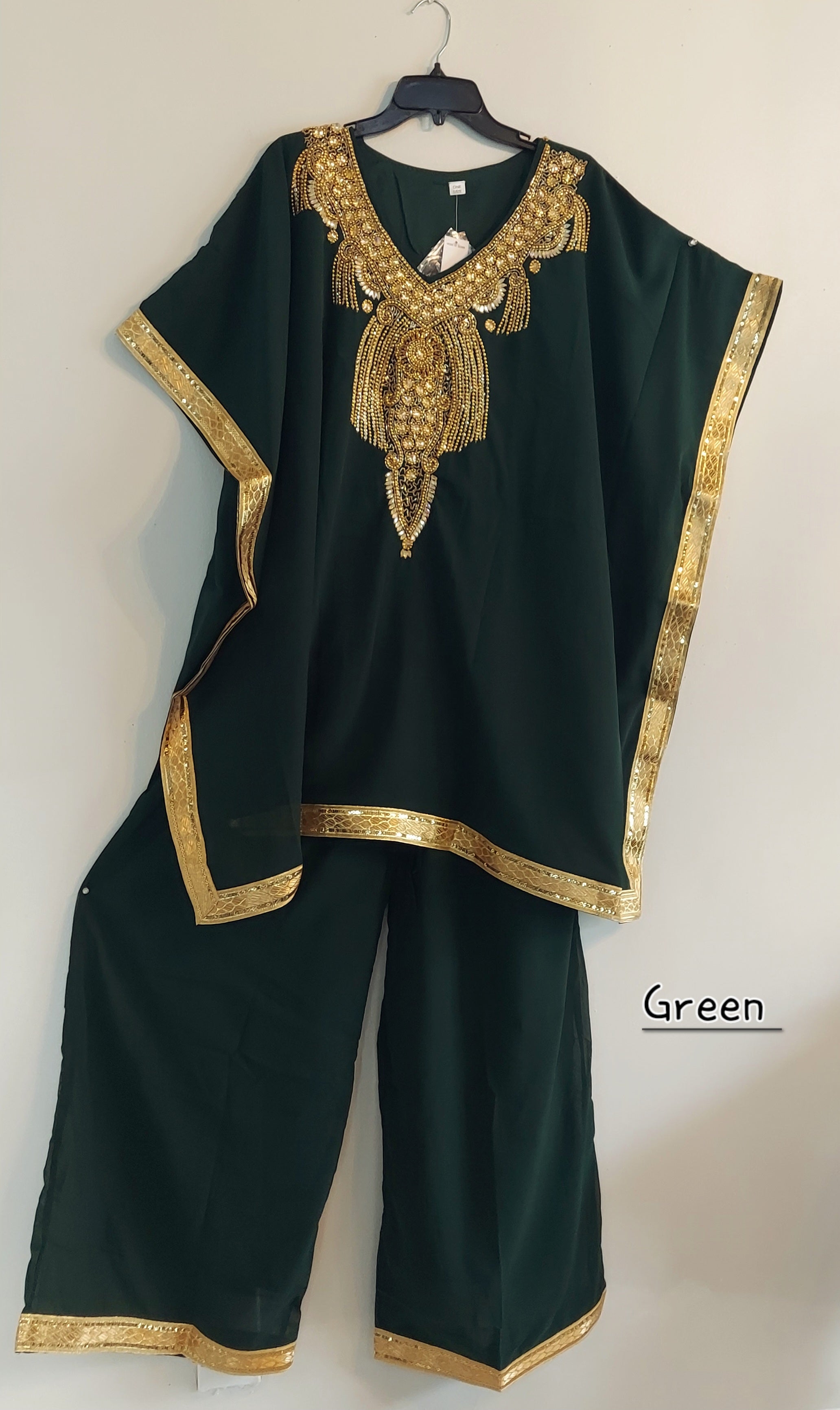 kaftan Palazzo Set Red And Gold - kP05