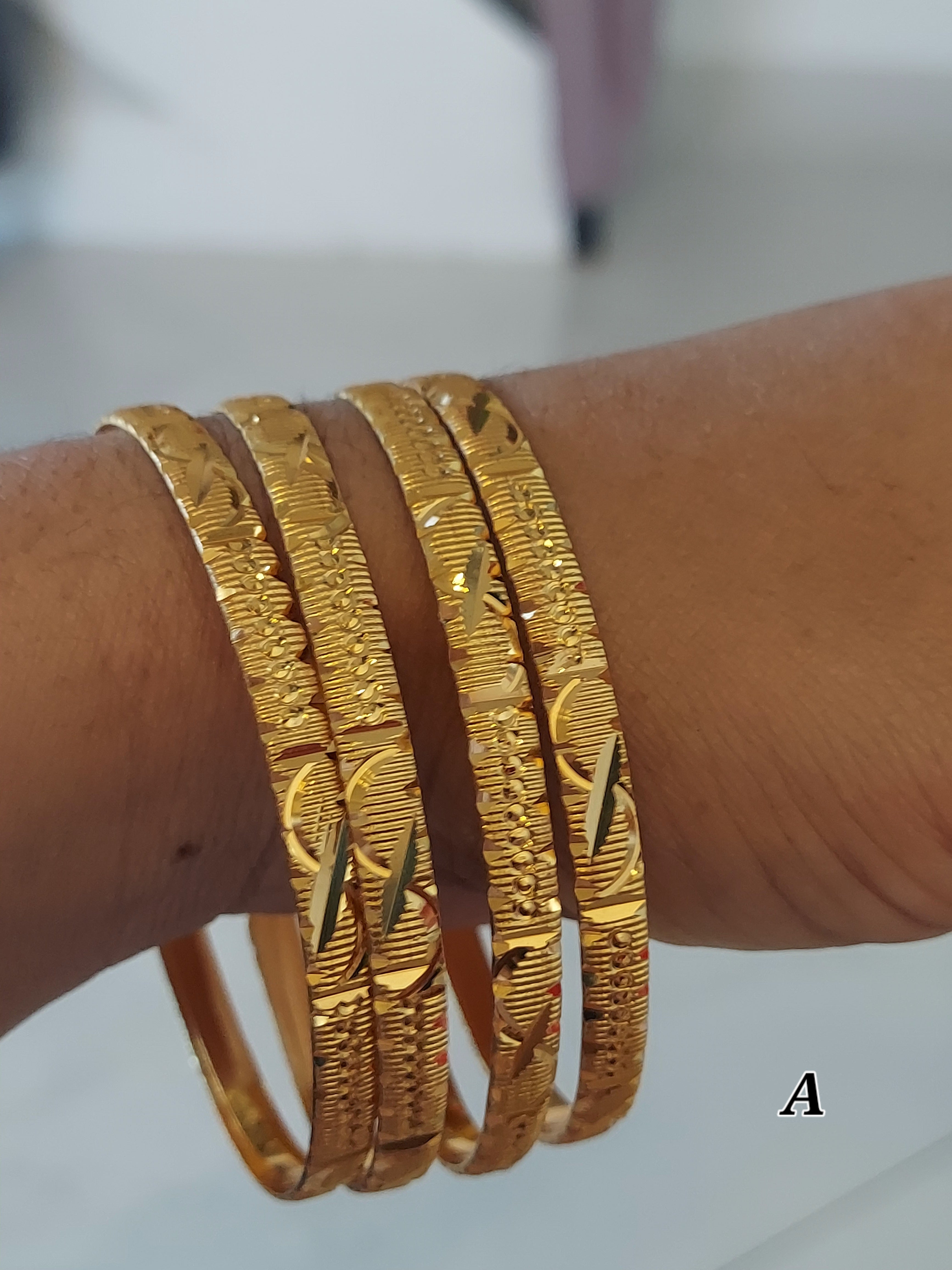 4Pcs Stacable Bangles Set-Gold Plated