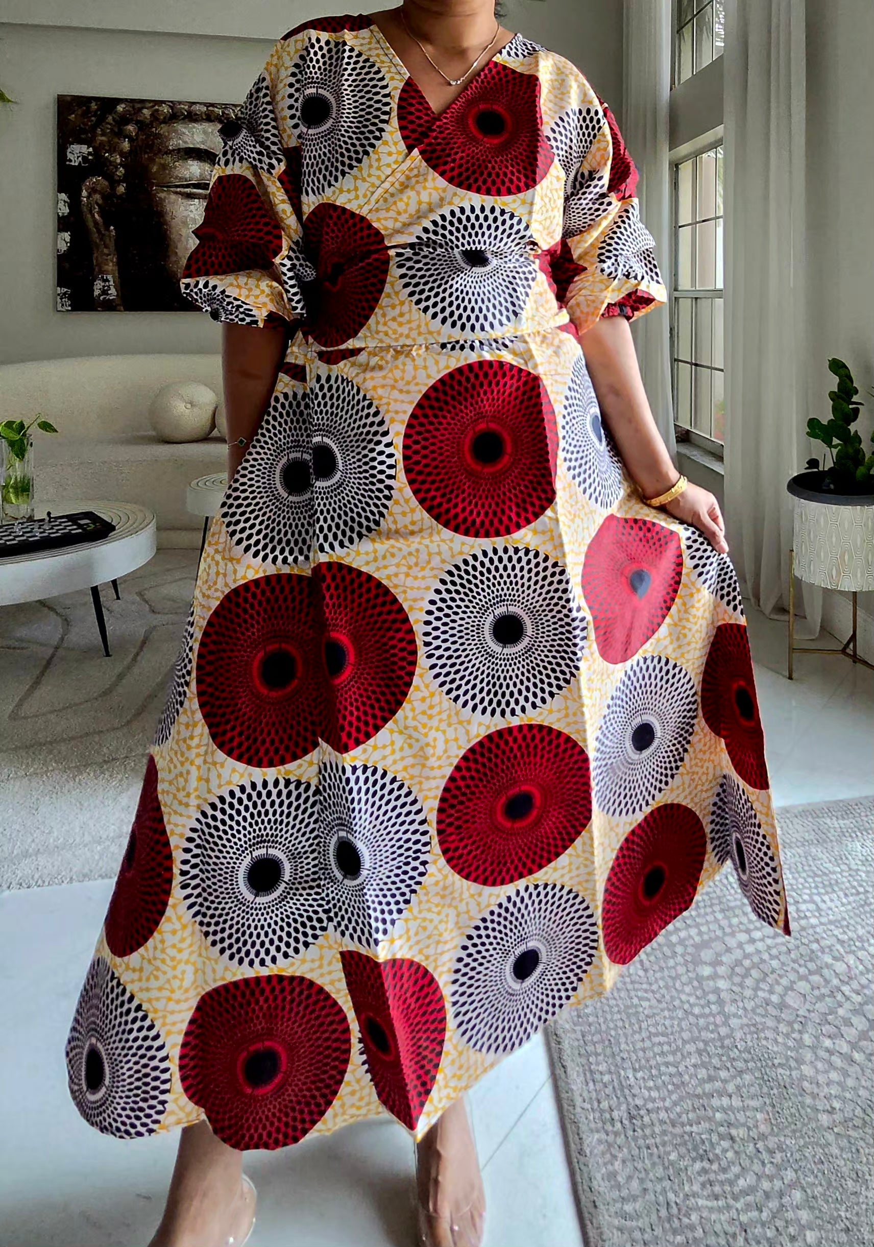 Wrap Dress With Puffed Sleeves