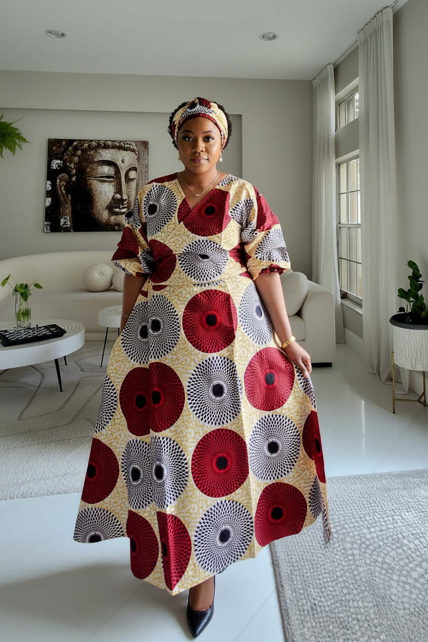 Wrap Dress With Puffed Sleeves