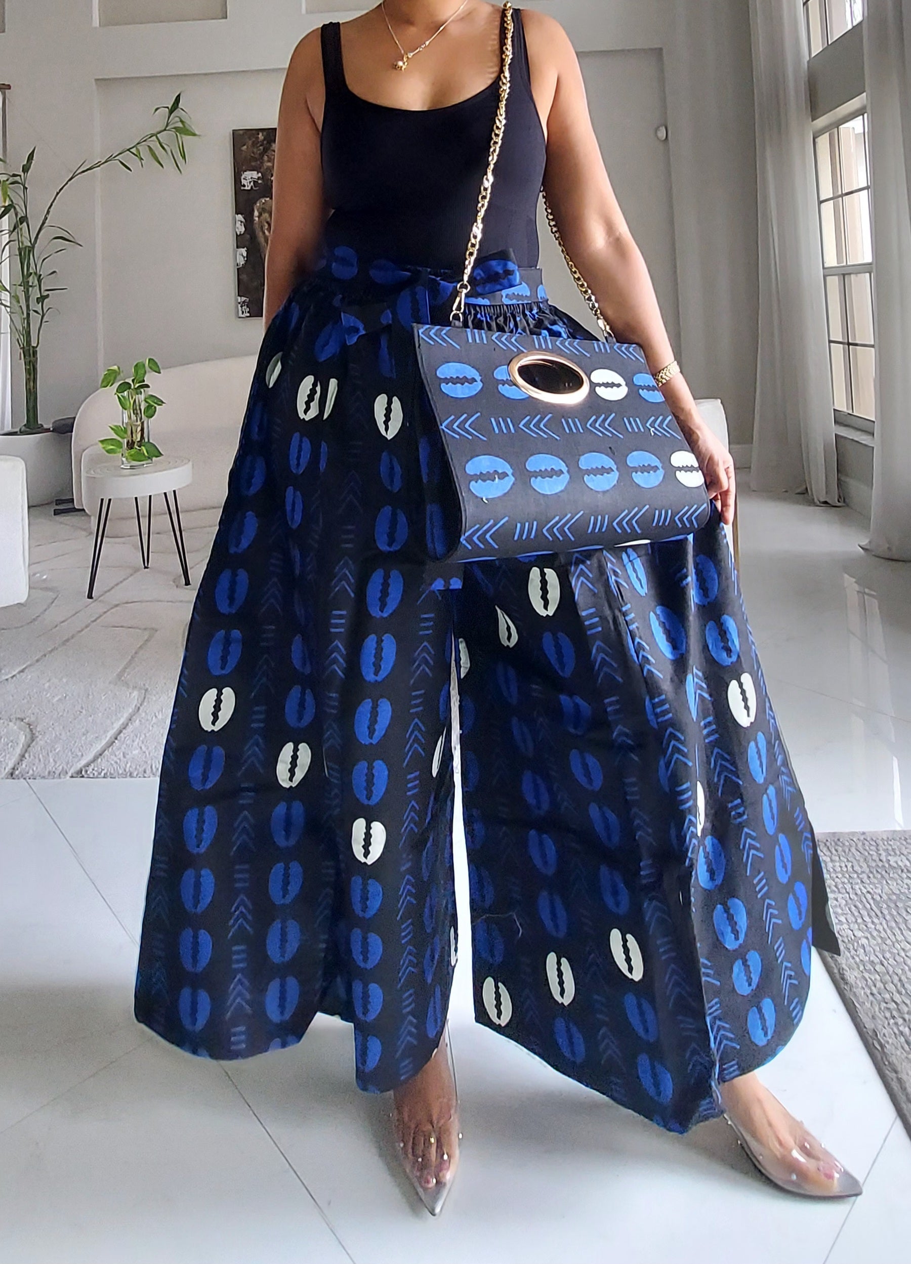 5-Piece African Ankara Pant Set – Bold Blue Elegance 019-PS14D