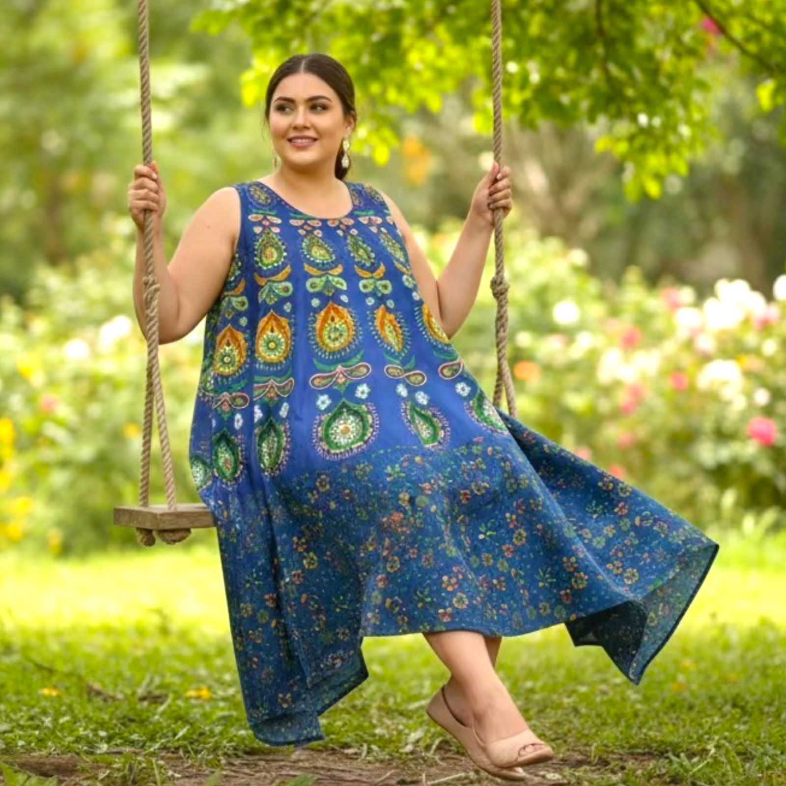 Women Cotton Umbrella Dress- Mandala Print 201