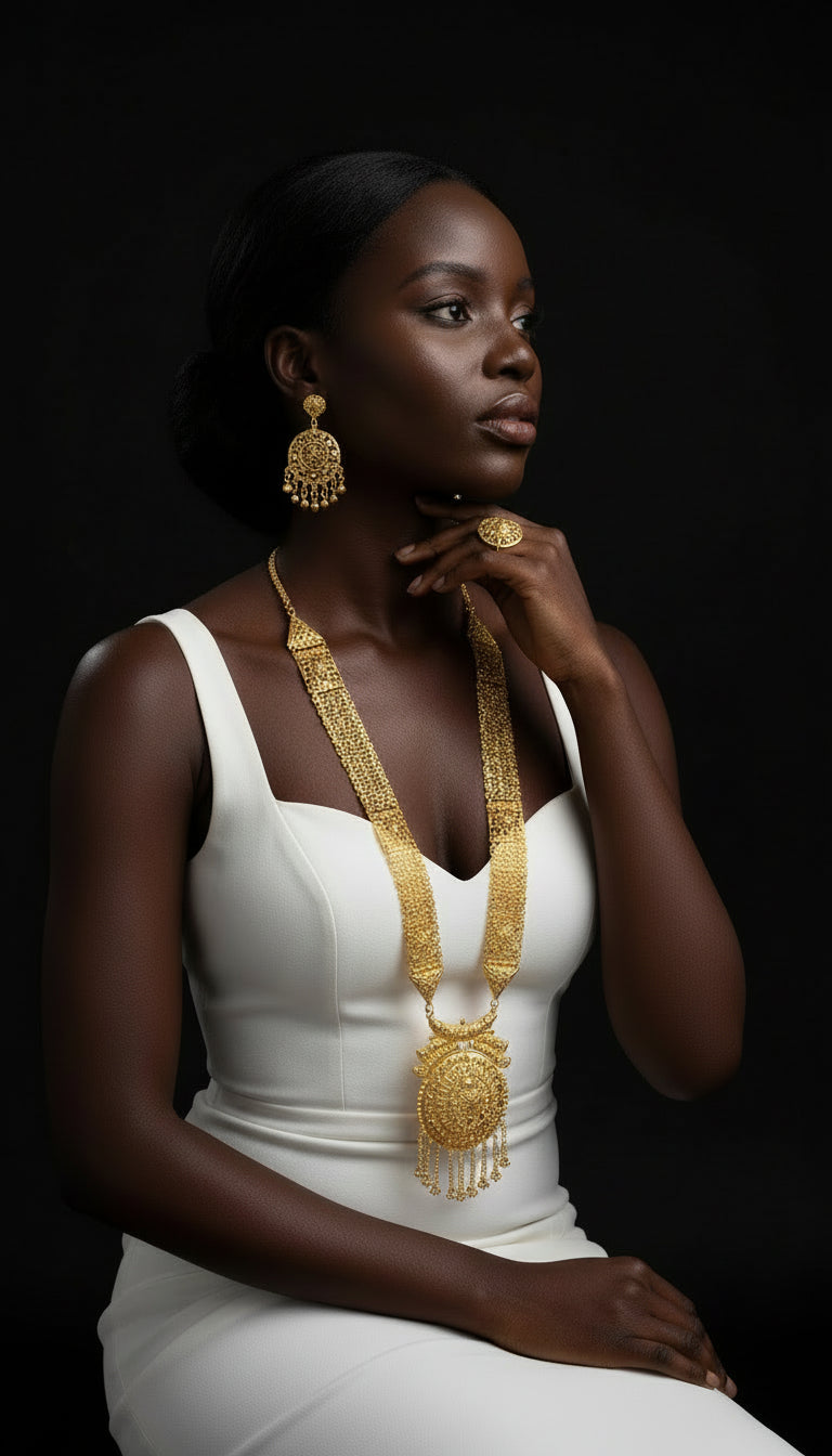 Gold Necklace /Bracelet/ Earring/ Ring Set/ Gold Plated -13