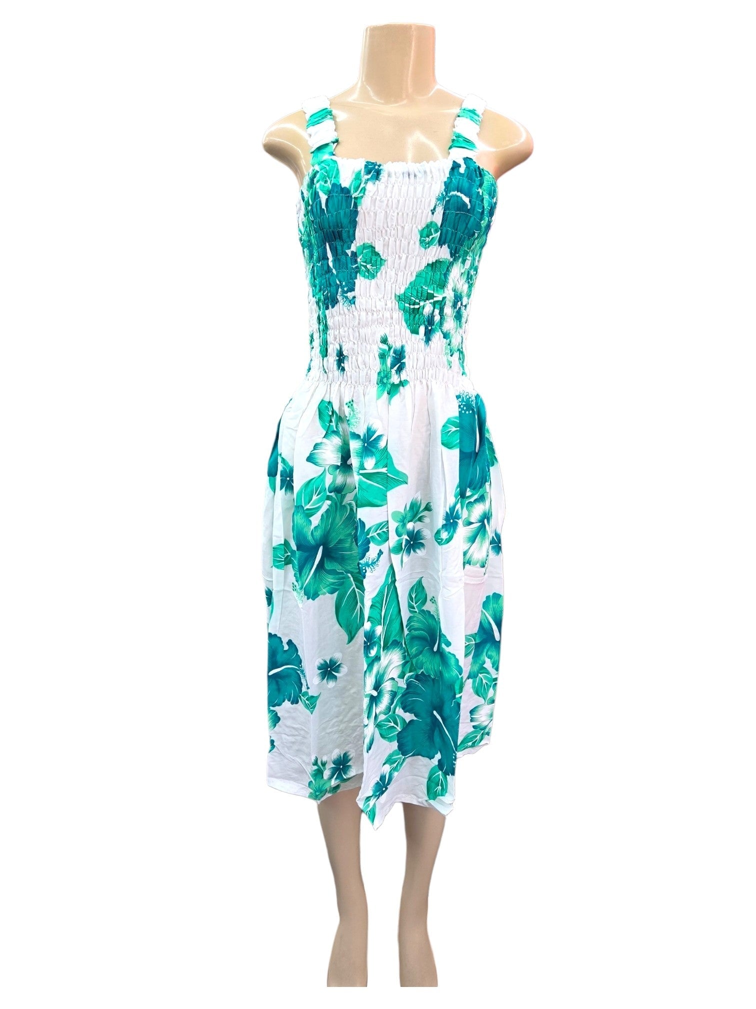 Hawaiian Floral Dress/ Mid Length/ Spagetti Straps- 571