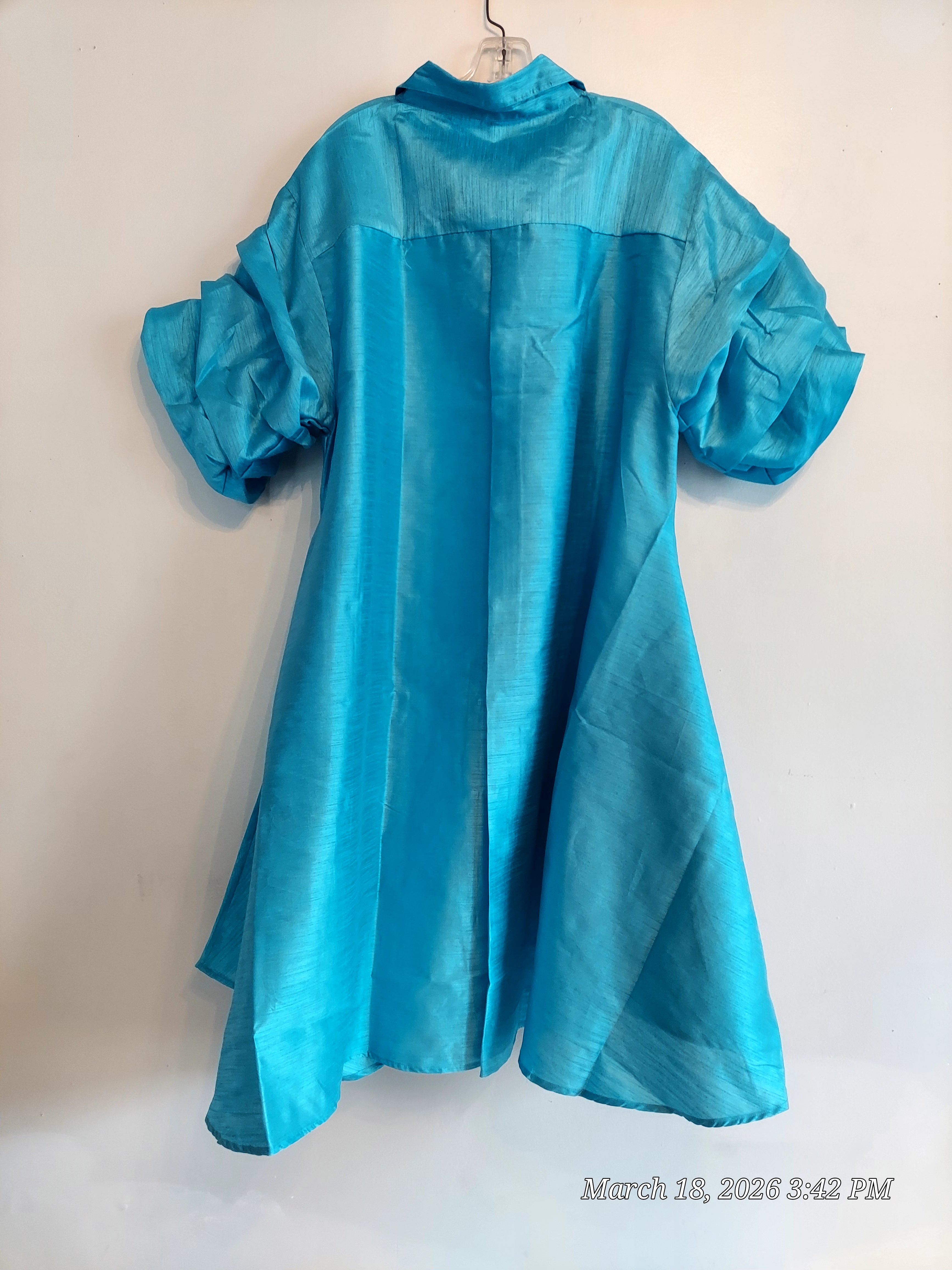 Swing Dress/ Faux Silk/ Ruffle Sleeve - 758